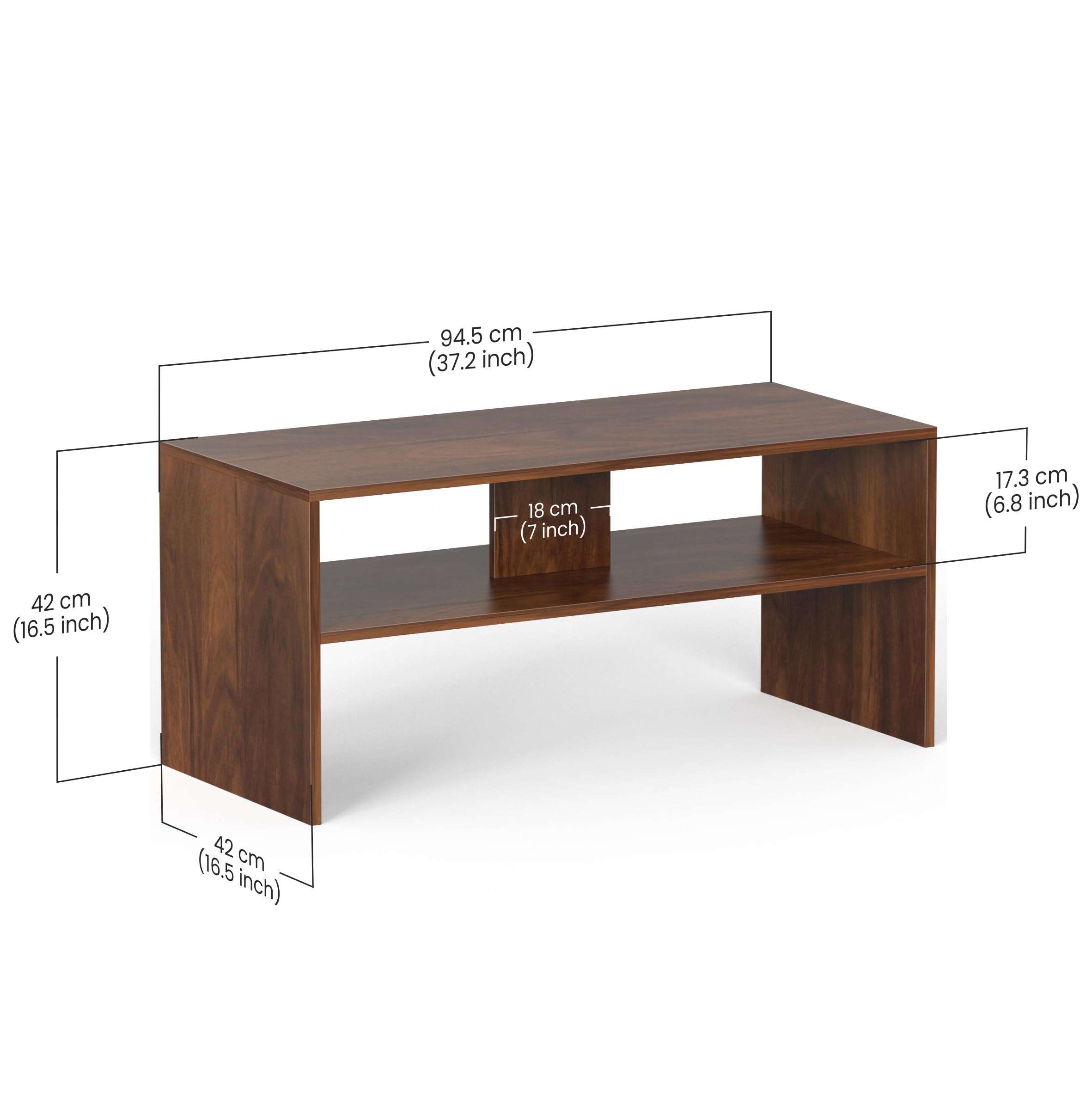 BLUEWUD Oliver Engineered Wood Coffee Center Sofa Tea/Teapoy Console Table with Storage for Sofa Set Living Room Home Hall (Brown Maple) 5