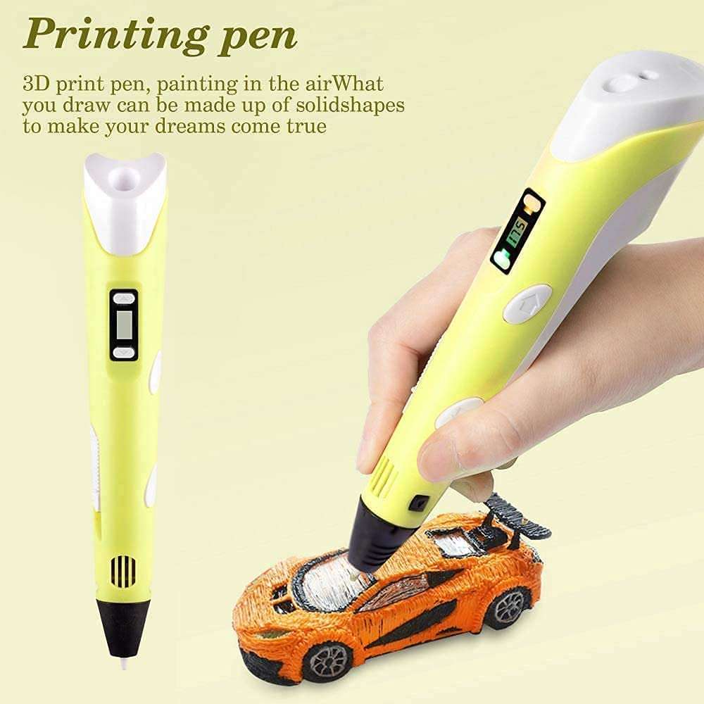 eSun 06A 3D Printing Pen Professional | Strong Body | LCD Display | Supports PLA /ABS Filament (Yellow) 5