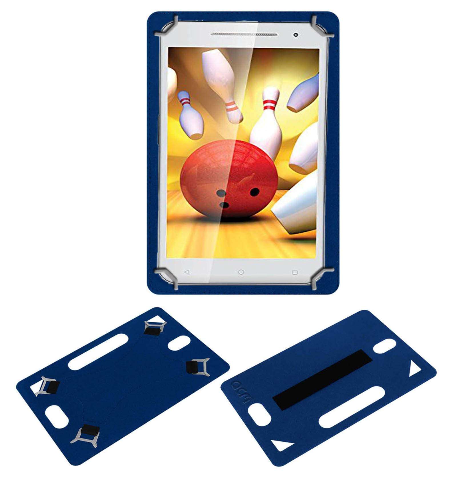 Acm Leather Back Hand Case Compatible with Iball 3g Cuddle A4 Tablet Cover Blue 1