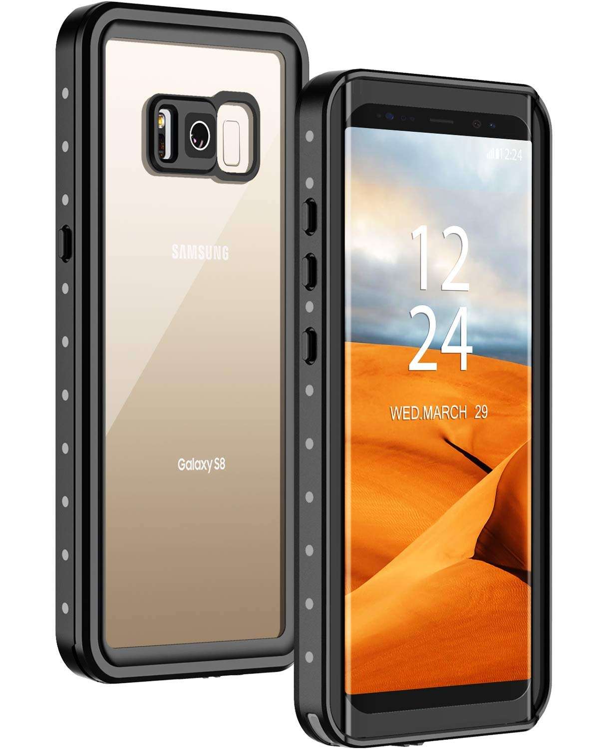 TOMSTORE Samsung Galaxy S8 Waterproof Case, Full Body Sealed Protection with Built-in Screen Protector IP68 Waterproof Dustproof Shockproof Underwater Protective Cover for Samsung Galaxy S8 (Black) 1