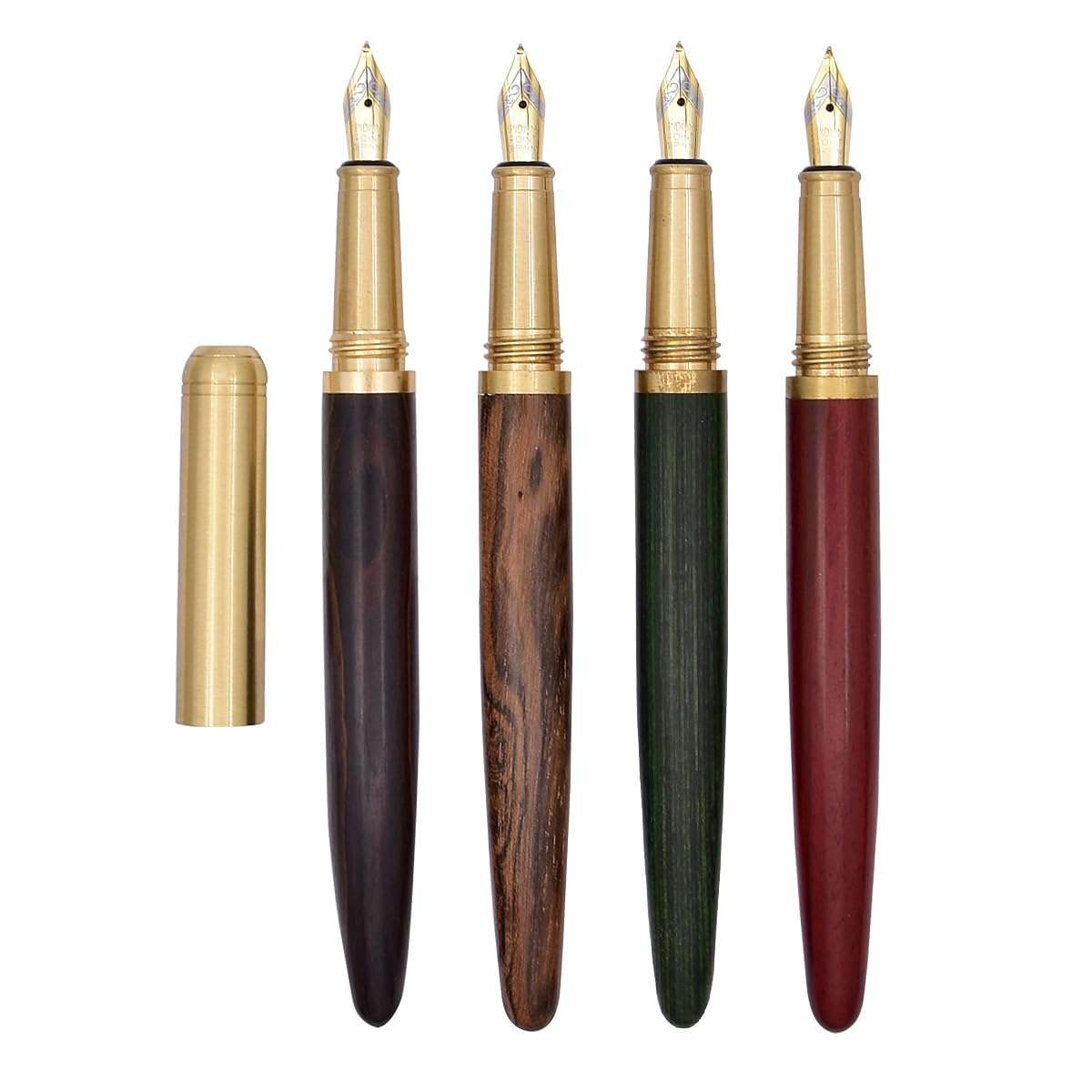 SIPLIV Vintage Wooden Calligraphy Pens Set, 4 Pcs Handcrafted Colorful Wood Calligraphy Pen 0.5mm Pen Nib Smooth Writing Pen for Journaling School Office - Type B 1
