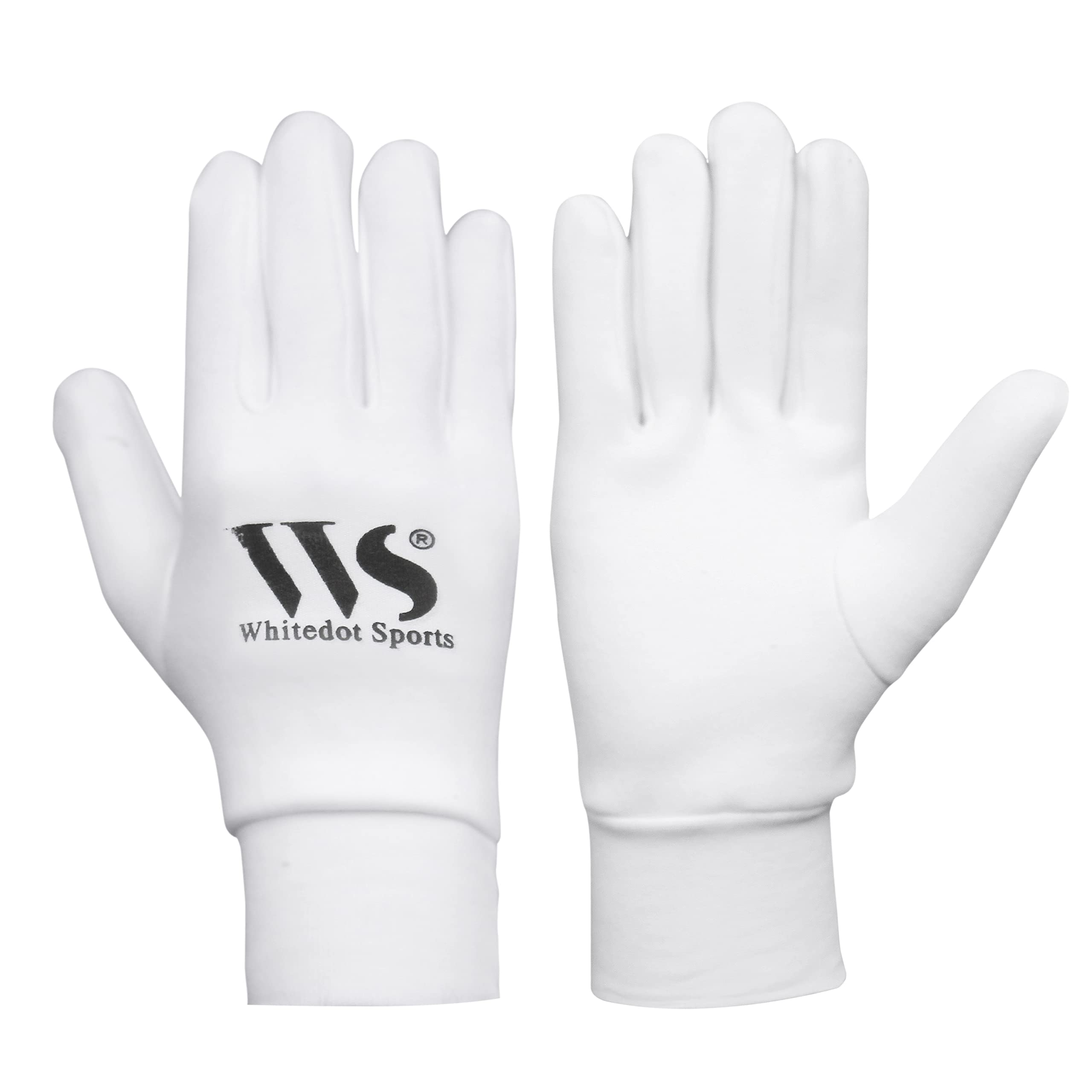 Whitedot Sports Dot 2.1 Cotton Cricket Batting Inner Gloves (Boys/Small, Full Finger, White) 1