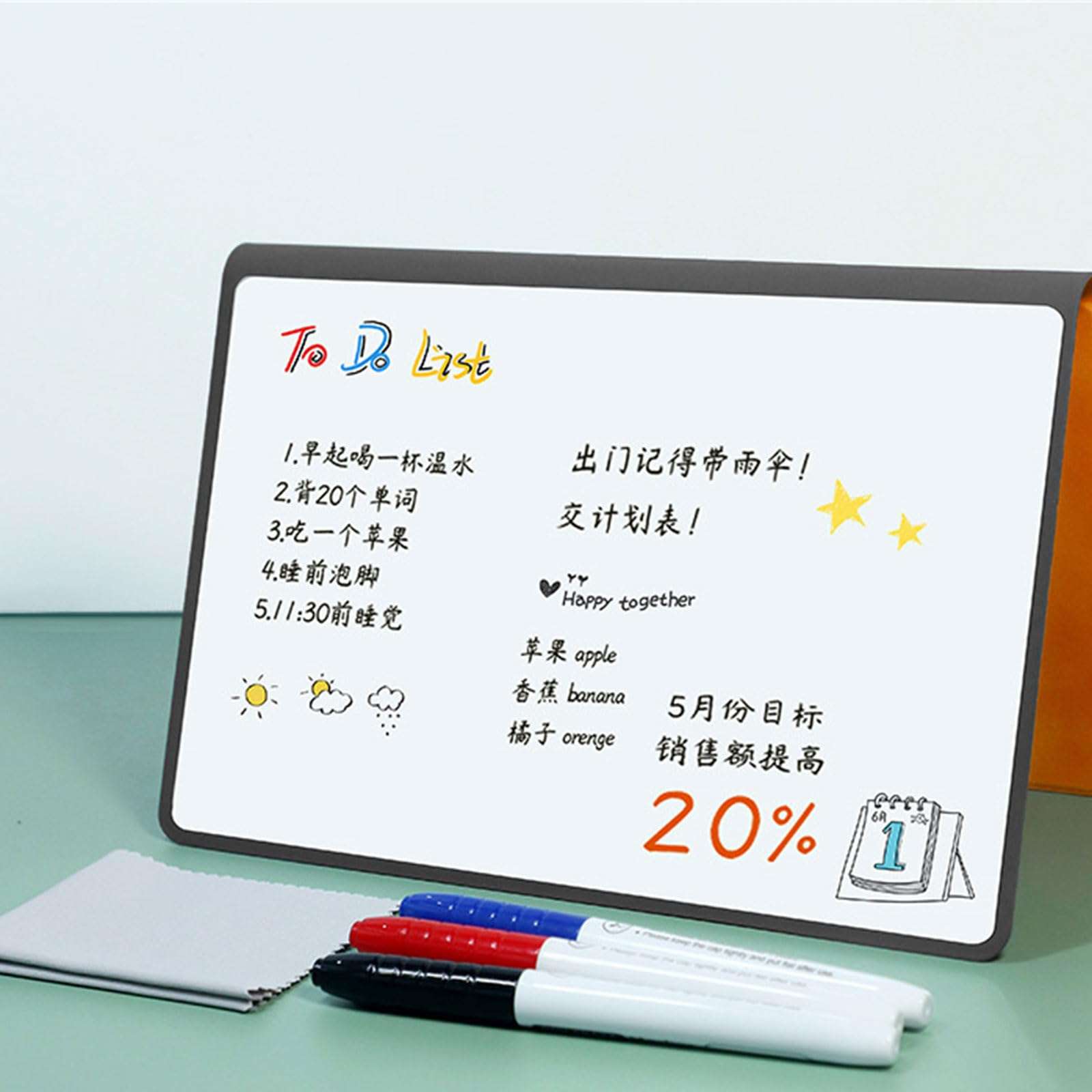 Double-Side Magnetic Board Notebook with Erasable Marker Portable Writing Board for Office Meeting Writing Drawing 5
