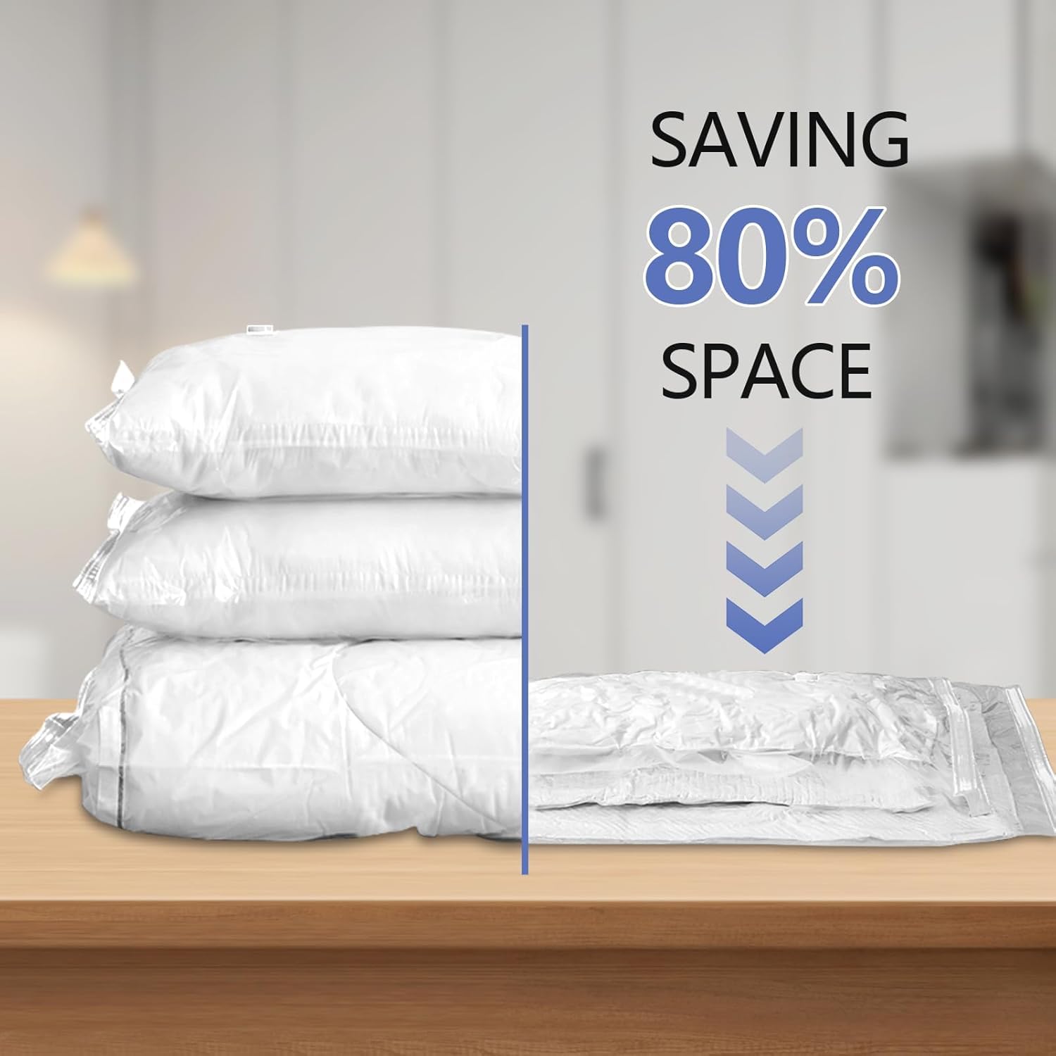 SELLWIZE Vacuum Storage Bags with Electric Pump, 5 Pack Small, Space Saver Bags with Triple-sealed Valve Airtight,Reusable Space Saver Compression Storage Bags For Packing 3