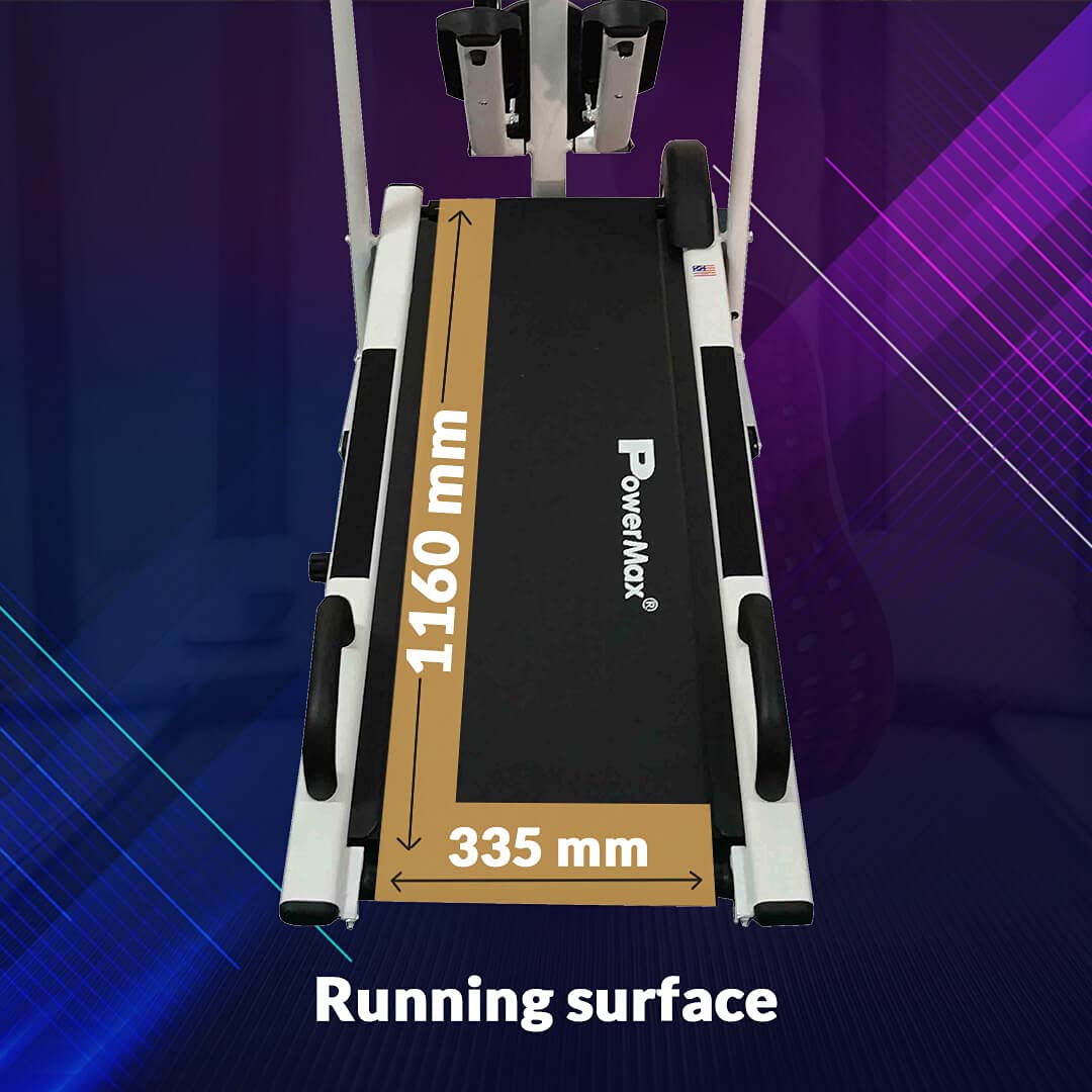 PowerMax Fitness MFT-410 Non-electric Manual Treadmill Foldable, Multifunction (Jogger, Stepper, Twister, Push up Bar), 3-Level Incline, 120-kg Max User Weight - Ideal for Home Use 6