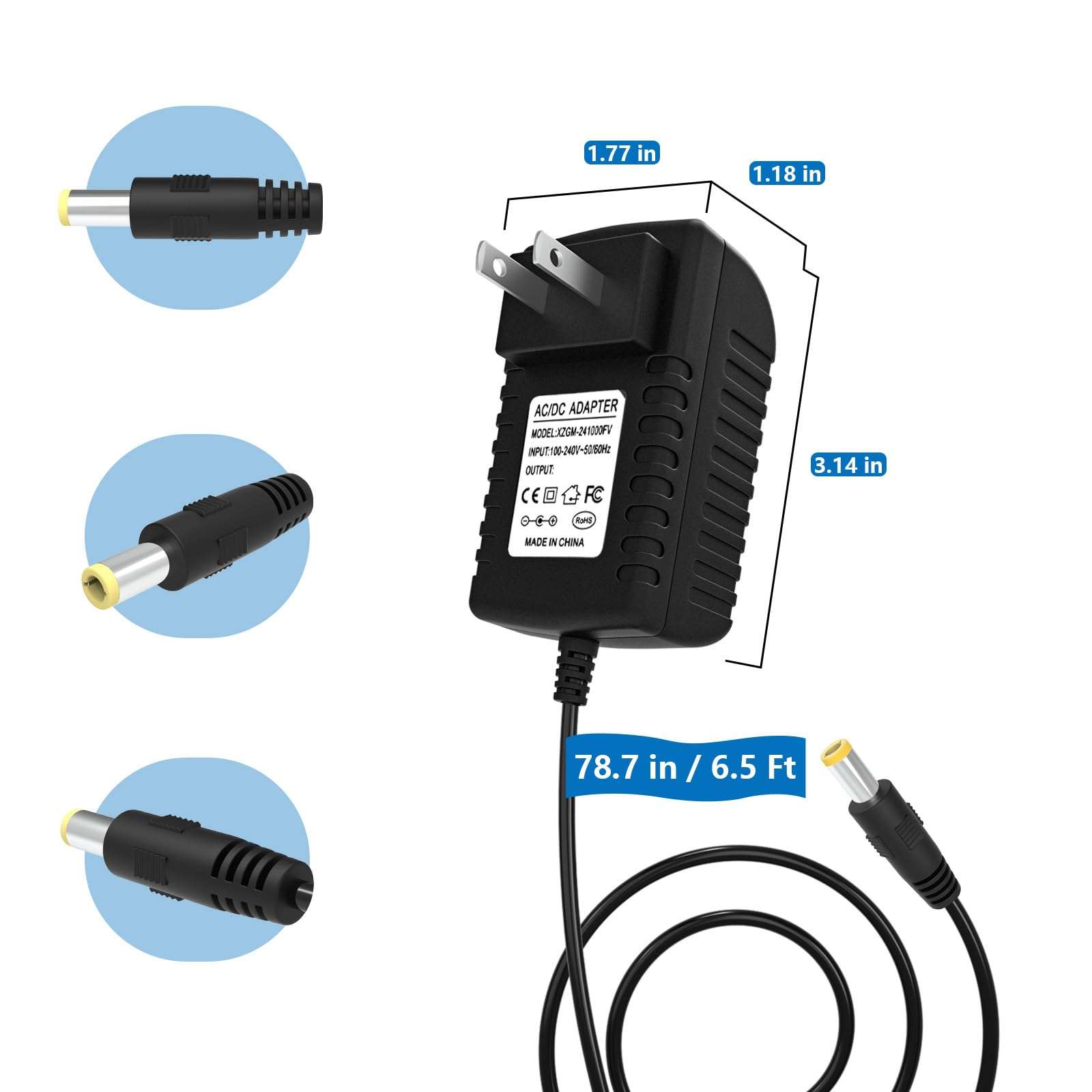 24V Power Cord for Hypervolt Massage Gun, for Hypervolt HPI5300000100 53000 001-00 Charger, Compatible with Hyperice 42000 038-00 Battery Adapter SK03T1-2400100Z Charging Cord 3
