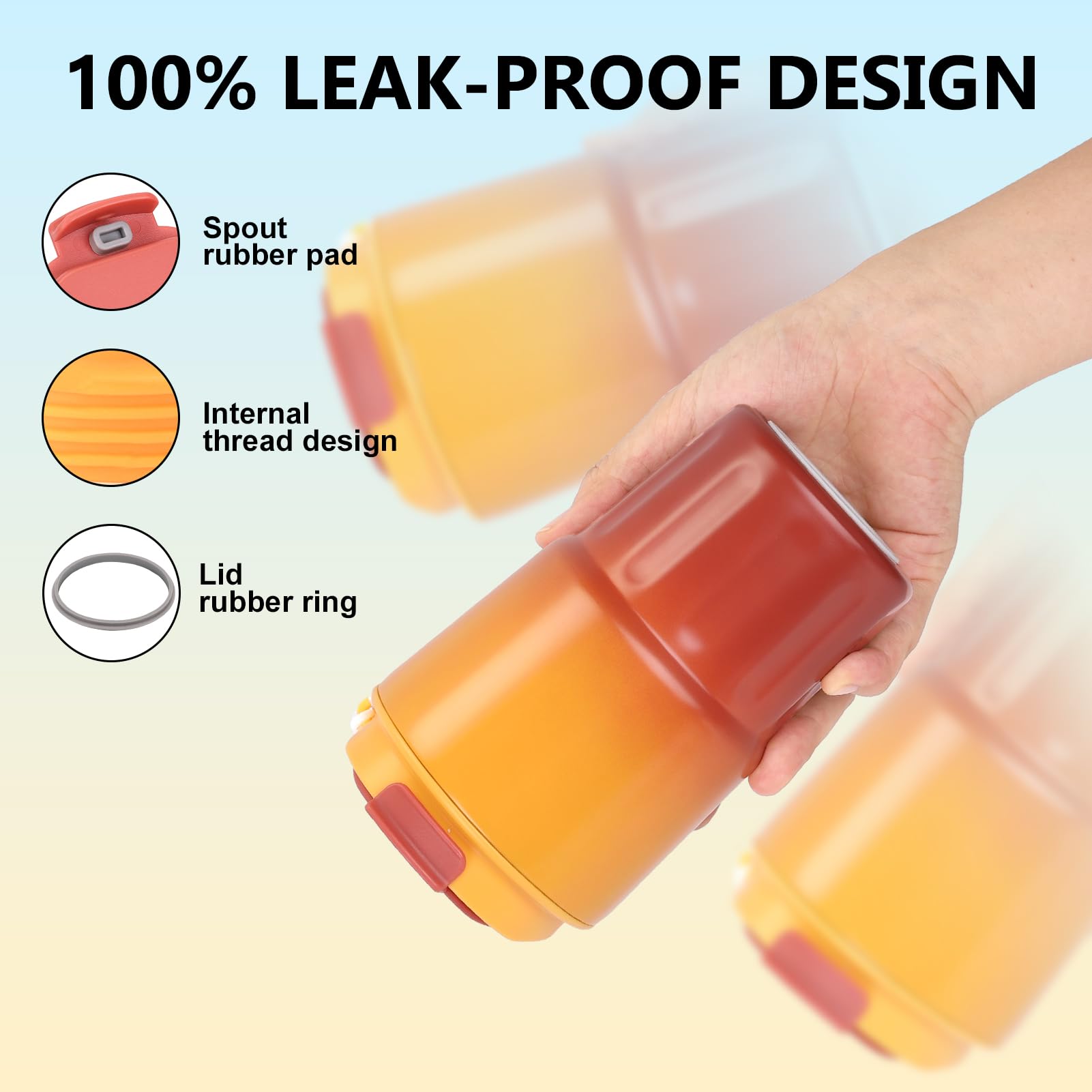 XIAPIA Travel Mug 12 oz, 2 Pack Cups With Lids, Leak Proof Reusable for Hot/Iced Coffee, Double Walled Vacuum Insulated Tumbler Gift (Green-Blue + Orange-Brown) 3