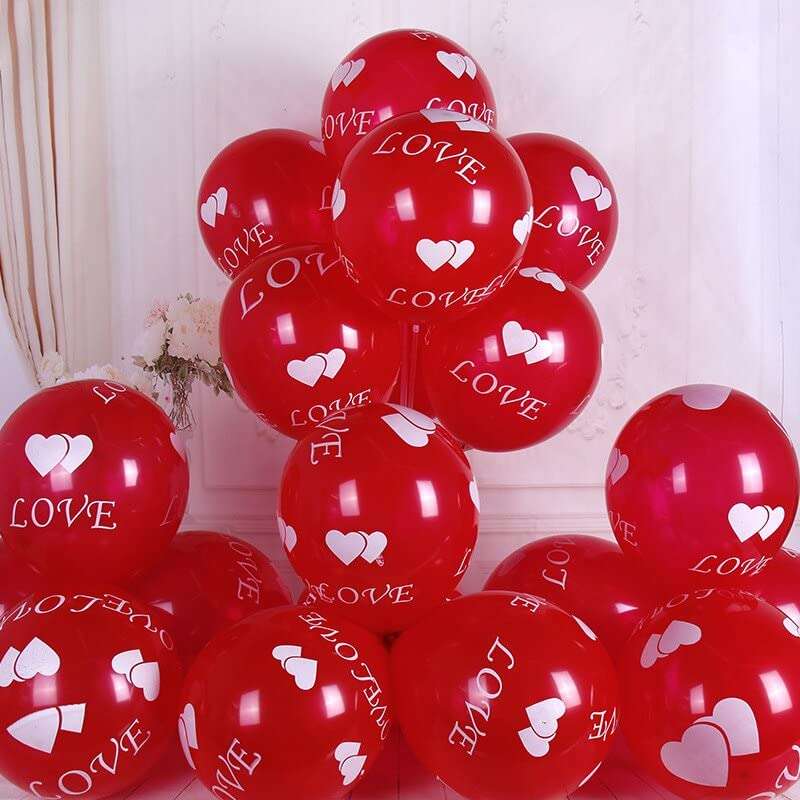 AMFIN® (Pack of 50) Love Balloons for Decoration/Valentine Balloons Decoration/Red Balloons for Decoration/Latex Balloons/Anniversary Love Balloon 4