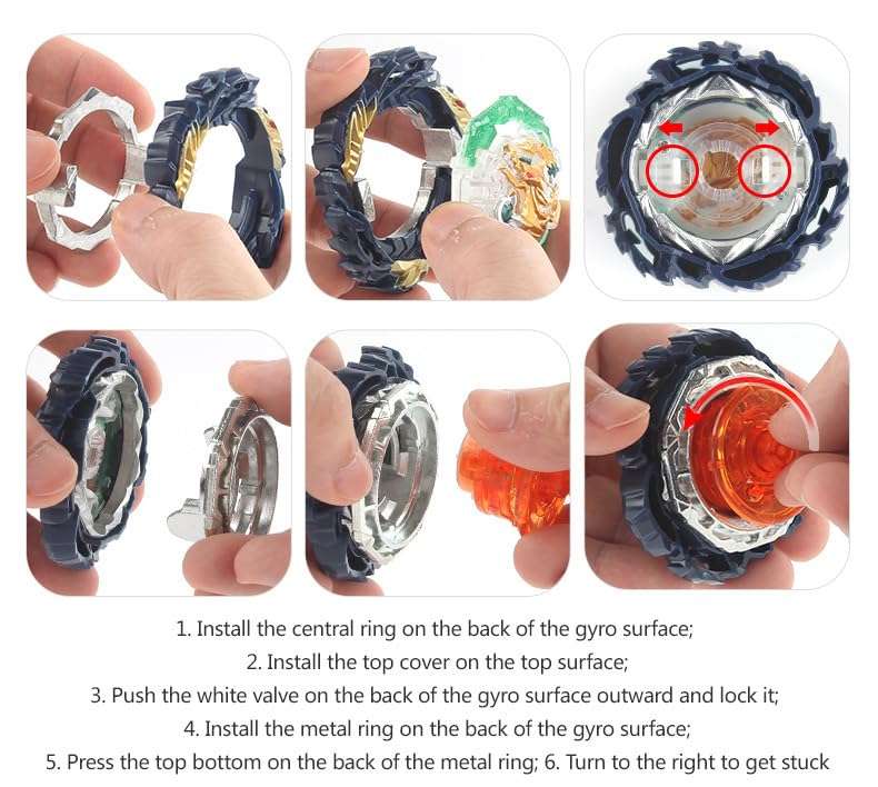 Cxdhzlx Bey Battling Blades Spinning Tops, Battle Gyro Top Set, Burst Battling Set, Launchers Grip Starter, Battling Top Burst Blade Toy Great Birthday Gift Present for Children Kids Boys Ages 6 8 10+ 5