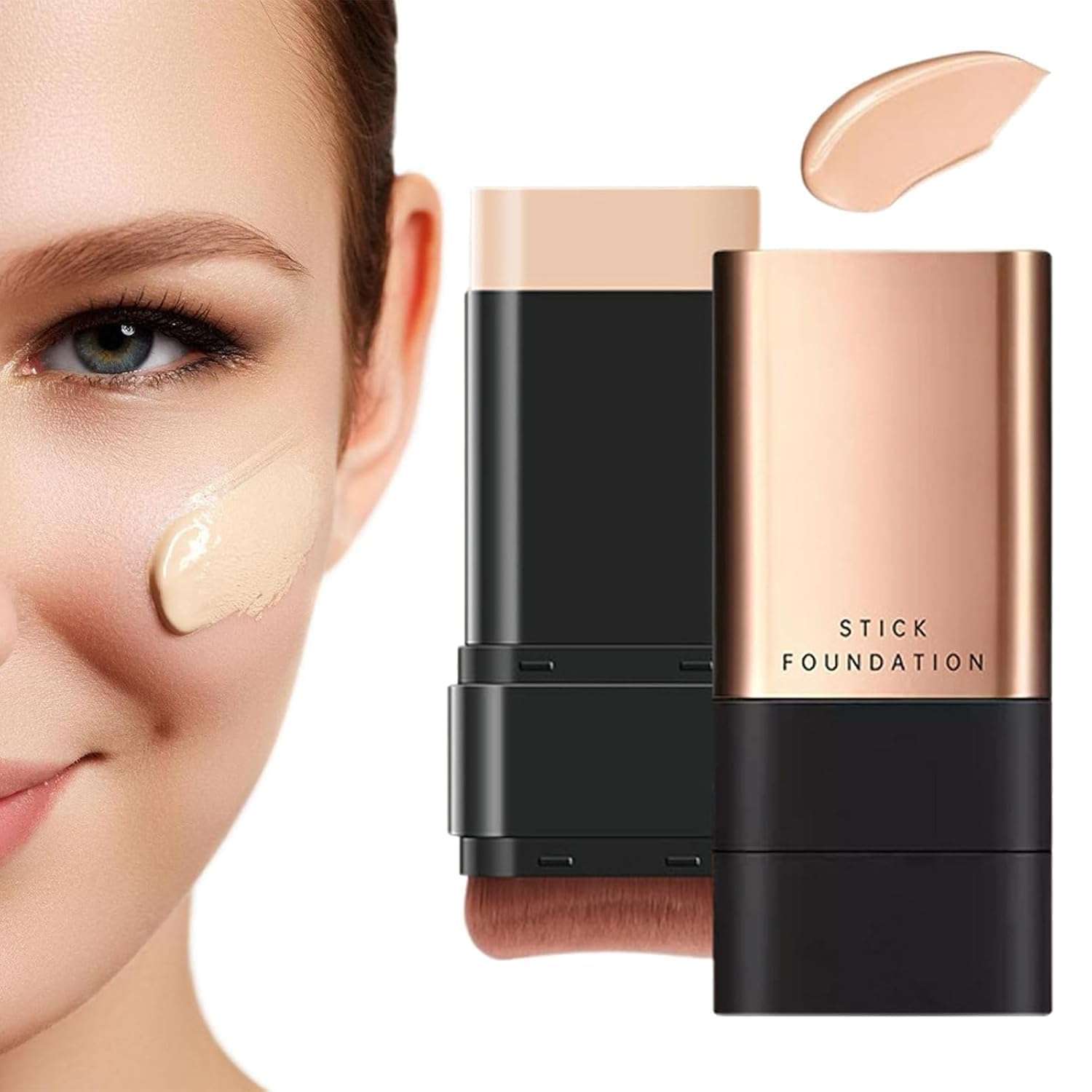 Stick Foundation, Creamy Coverage Makeup, Black and Rose Gold (BASE) 1