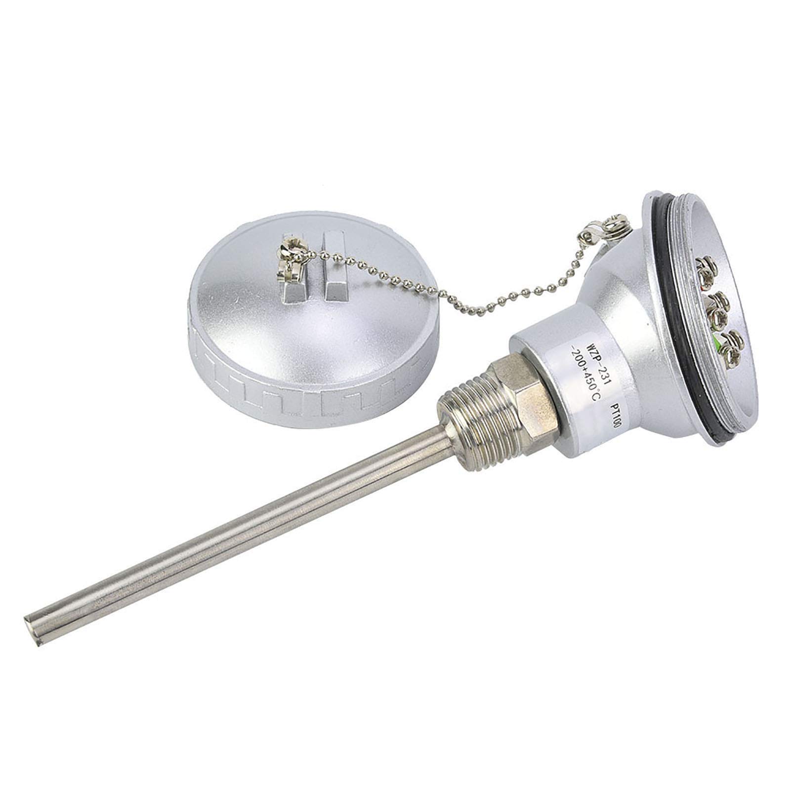 Stable 1/2" NPT Thread Thermocouple Terminal Head Mini Size RTD PT100 Temperature Sensor Probe High(Protection Tube 100mm) 1