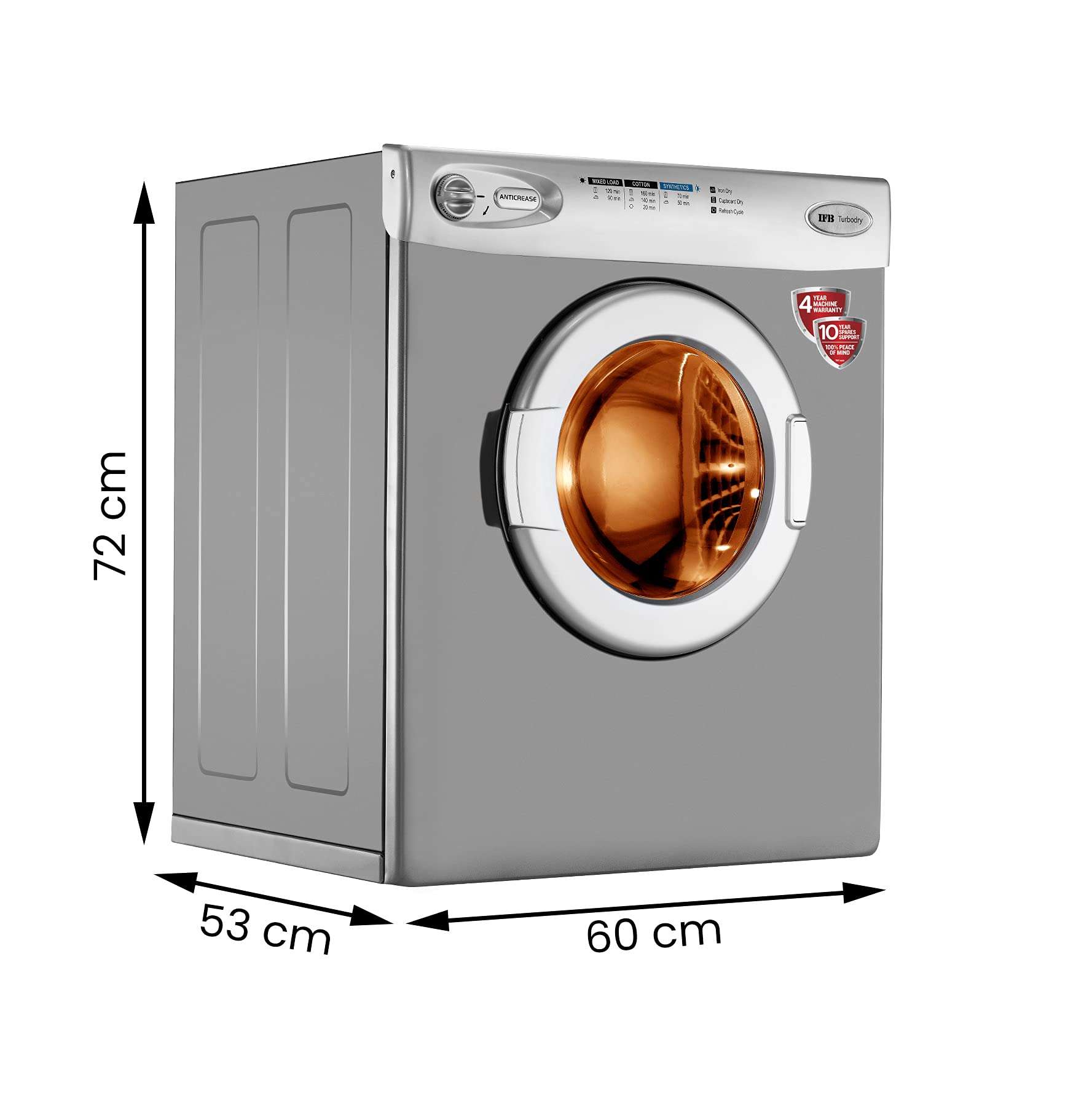IFB 5.5 kg Fully-automatic Dryer (TURBO DRY EX, Silver, Wall Mountable,Anti crease) 6