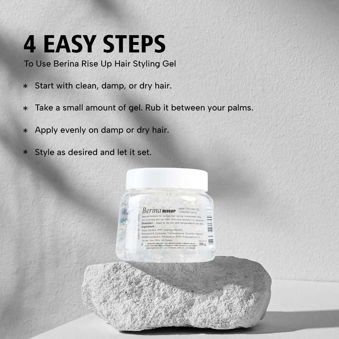 Berina Professional | Rise-Up Styling Hair Gel | 250ml | Adds Volume and Texture 5