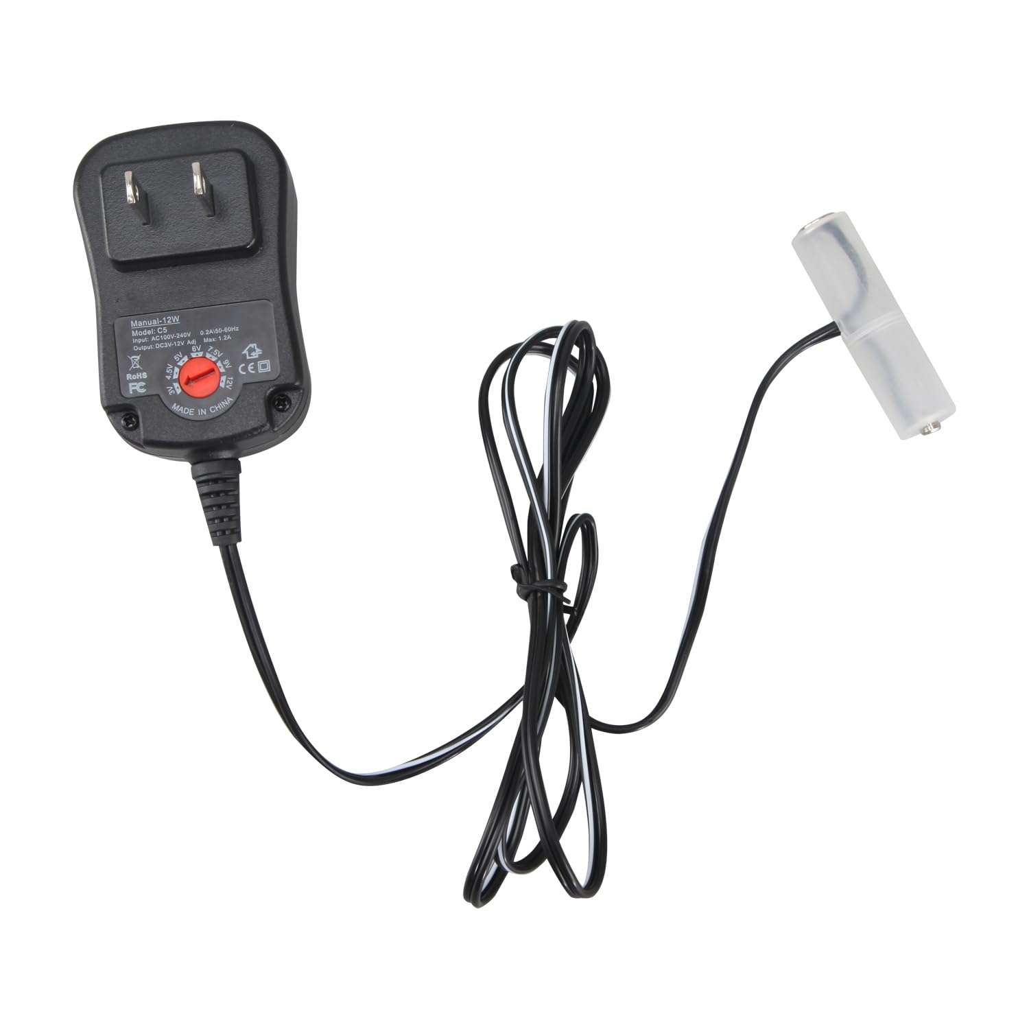 Universal Battery Eliminator Kit, 12W AC Power Supply Adapter with Adjustable Voltage, 7 Rechargeable Batteries Compatible Set (AA) 3