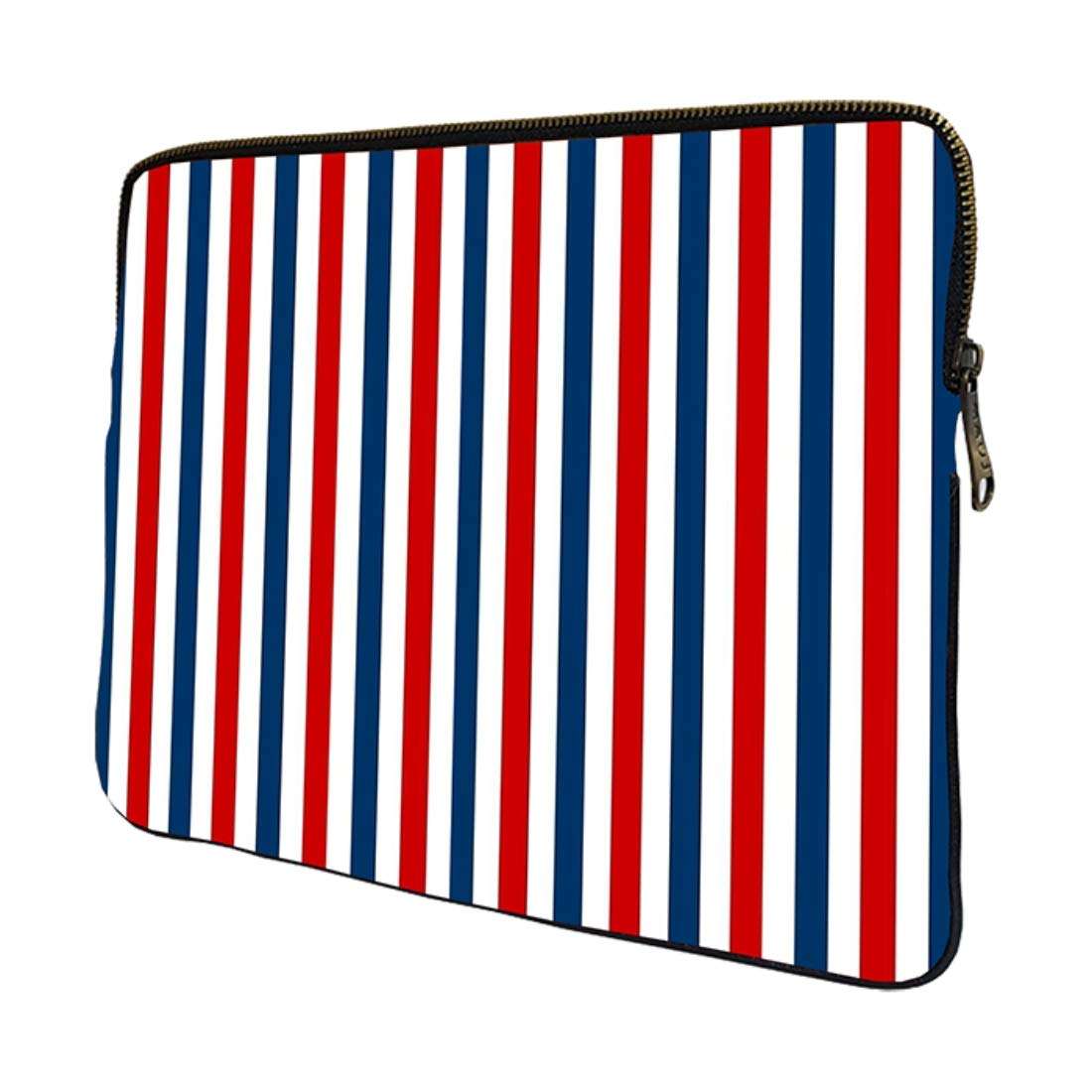 MAUJ Blue Red Vertical Slim Strips Canvas Laptop Sleeve for 13.3 3