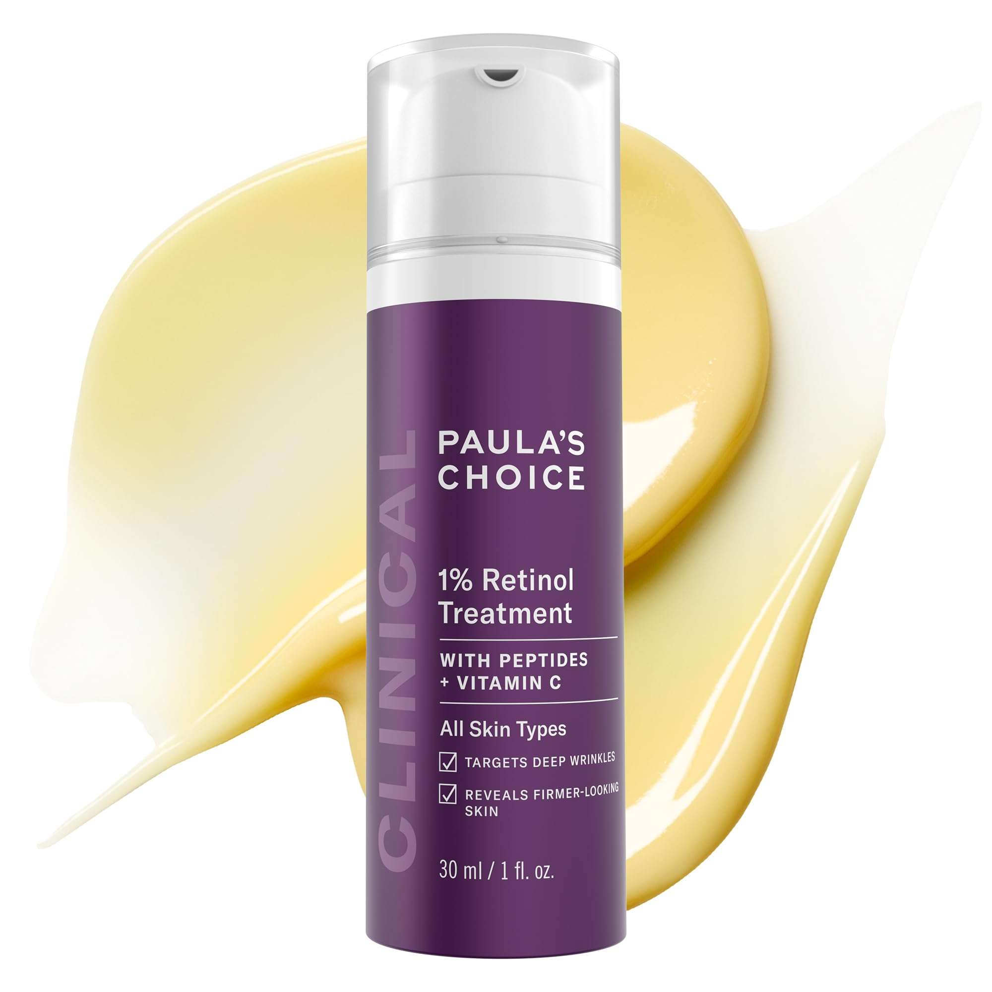 Paula's Choice CLINICAL 1% Retinol Face Moisturizer Treatment with Peptides, Vitamin C & Licorice Extract, Firming Face Cream, Anti-Aging & Wrinkles, Fragrance Free, 1 Fl Oz 1