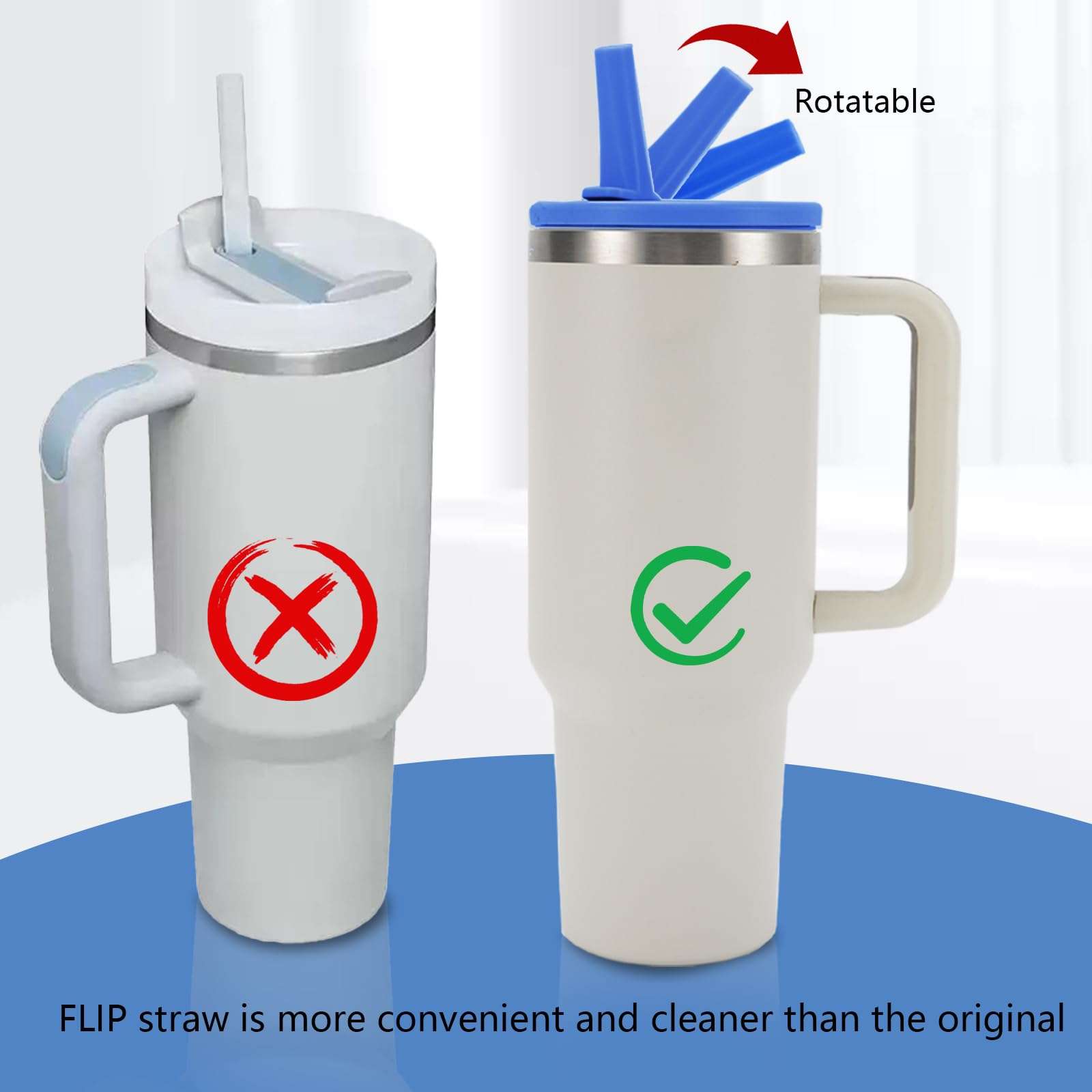 Stanley Replacement Leak Proof Tumbler Lid With Straw - Fit For 64oz Adventure Quencher and Quencher 2.0 (Denim, 40oz) 6