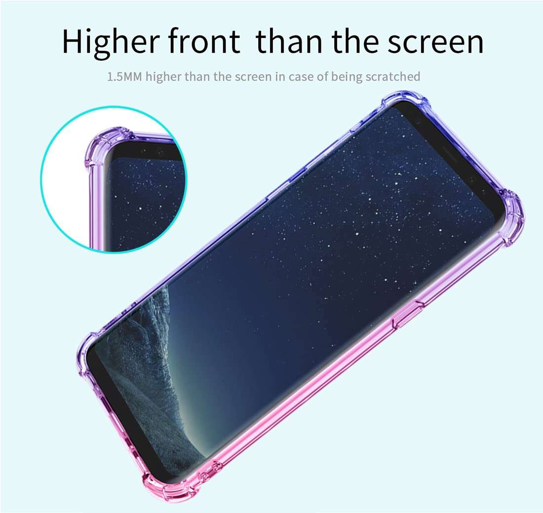 KOARWVC Case for Galaxy S8 Plus Case, Samsung S8+ SM-G955U Case, Crystal Clear Case Gradient Slim Anti Scratch TPU Shockproof Protective Phone Cases Cover for Samsung Galaxy S8 Plus (Purple/Blue) 4