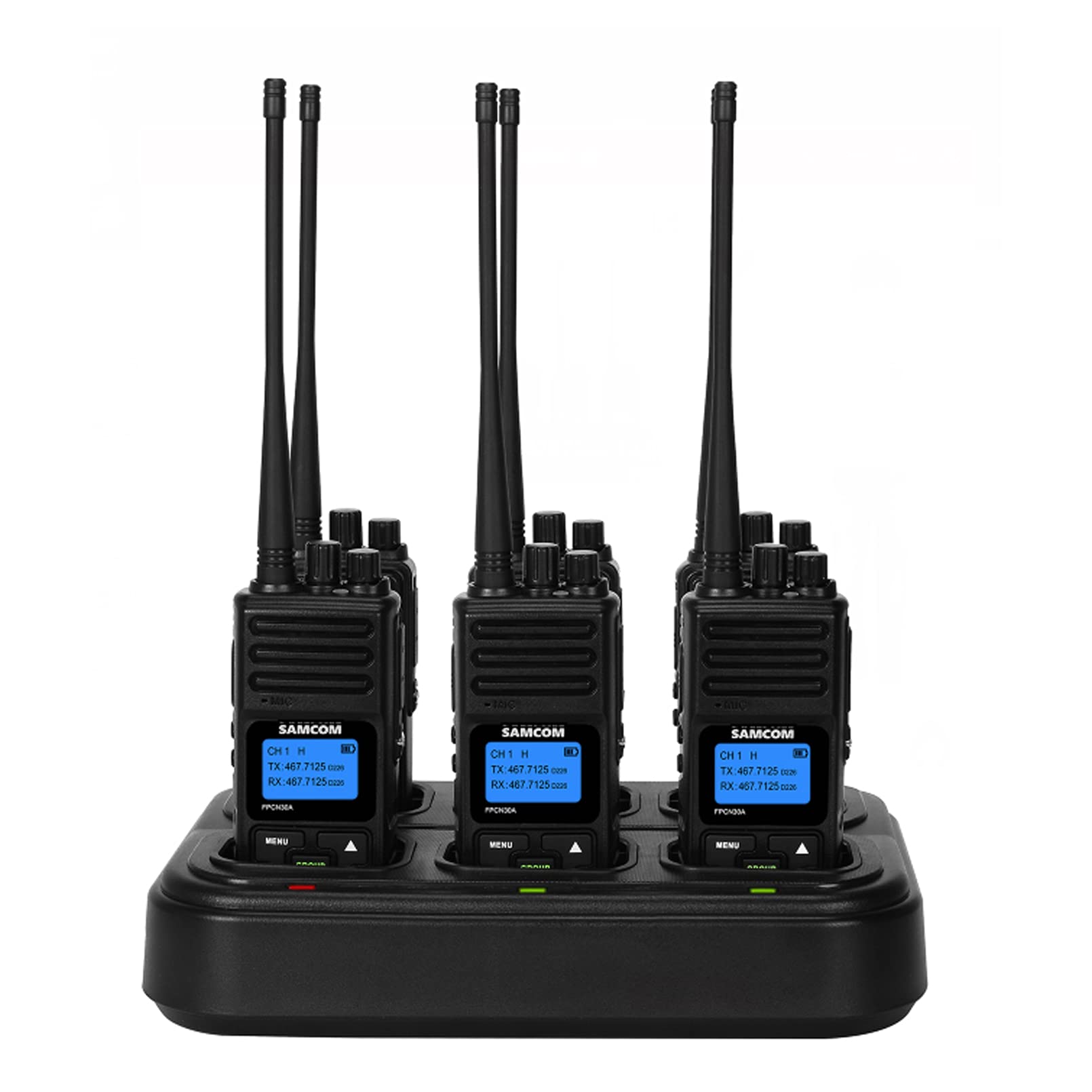 SAMCOM 5wTwo Way Radio,Professional/Business Walkie Talkies - Rechargeable, 1500mAh Programmable Walkie Talkie for Adults Heavy Duty with 6 Way Multi-Unit Charger Gang (Radios 6 pcs + Charger Dock) 2