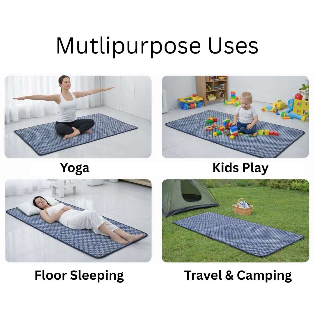 Sleepezee Premium Foldable Mattress for Floor – Lightweight Portable Travel Mattress for Guest Bed, Camping & Floor Sleeping – Cotton Fabric and Soft Foam, Portable & Washable (72″ x 48″ Blue) 3