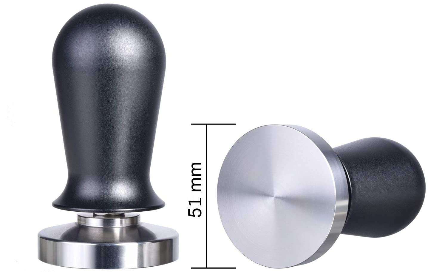 51mm Calibrated Espresso Tamper, Calibrated Coffee Tamper with Spring Loaded Anodized Aluminum Handle Stainless Steel Flat Base 4
