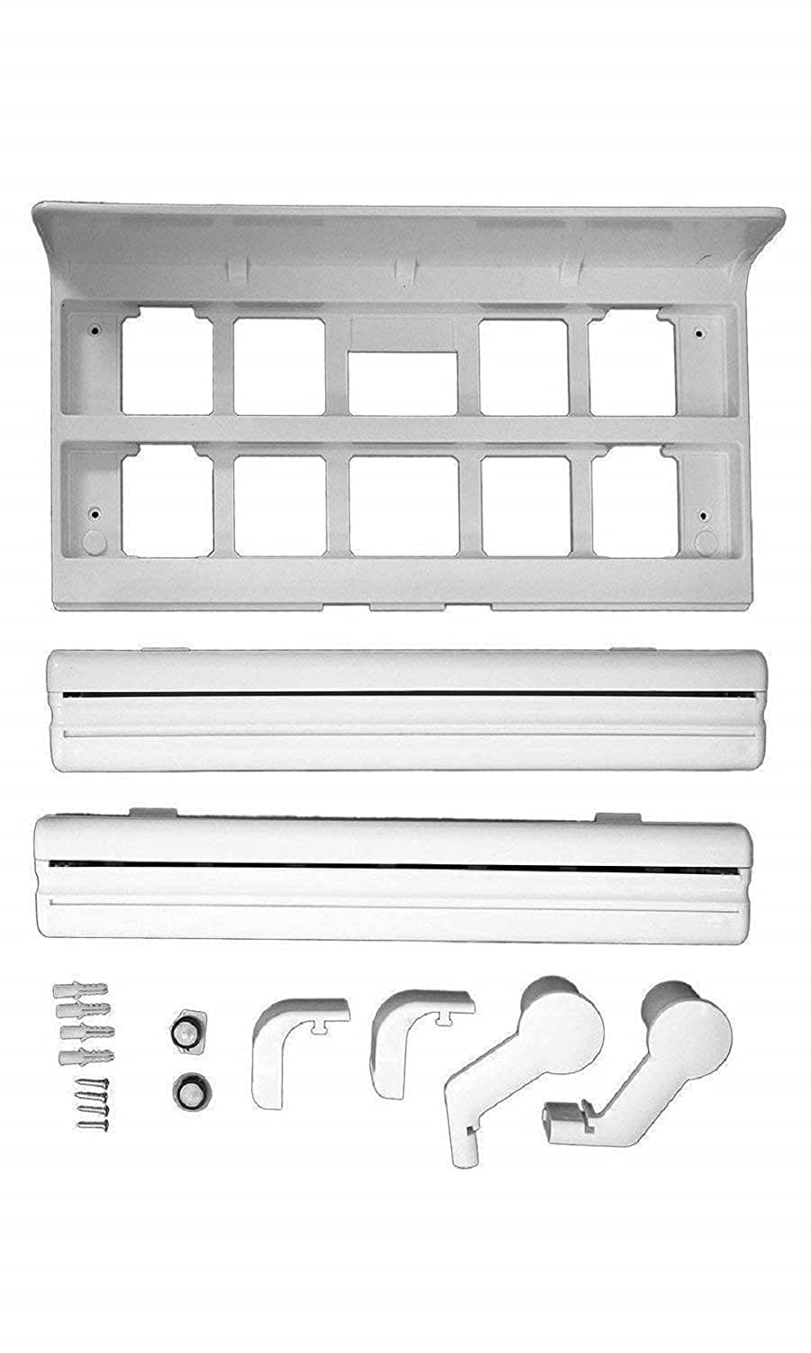 KITCHEN EMPIRE 3 in 1 Wrap Center Holds Silver Foil, Plastic Wrap, and Paper Towels / 3 in 1 Kitchen Triple Paper Dispenser & Holder Paper/Foil/Cling Wrap (White) 2