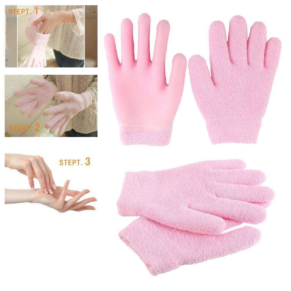 RRJ SPA Moisturizing Skincare Gel Therapy Treatment Gloves Spa gel gloves for women girls Moisturizing gloves can keep your hands more beautiful (Pink) 4