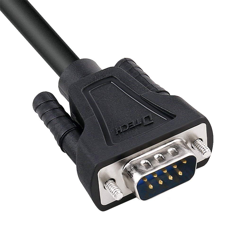 DTech DB9 RS232 9 Pin Serial Cable Male to Female Port Extension Null Modem Cord Cross TX/RX Line for Data Communication (15ft, Black, 5M) 4