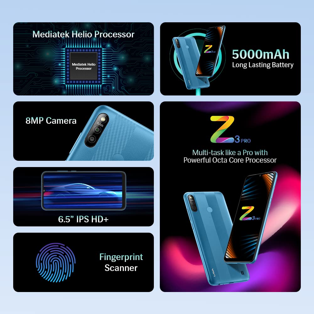 Lava Z3 Pro (3GB RAM, 32GB Storage)- Cyan | High Performance Octa core Processor| Big 5000 mAh Battery | 8MP AI Dual Rear Camera 4