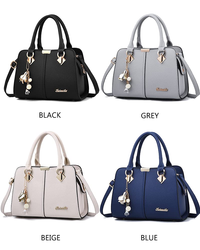 HUIUEITW Purses and Handbags for Women Fashion Ladies PU Leather Top Handle Satchel Shoulder Tote Bags (2-Beige) 4