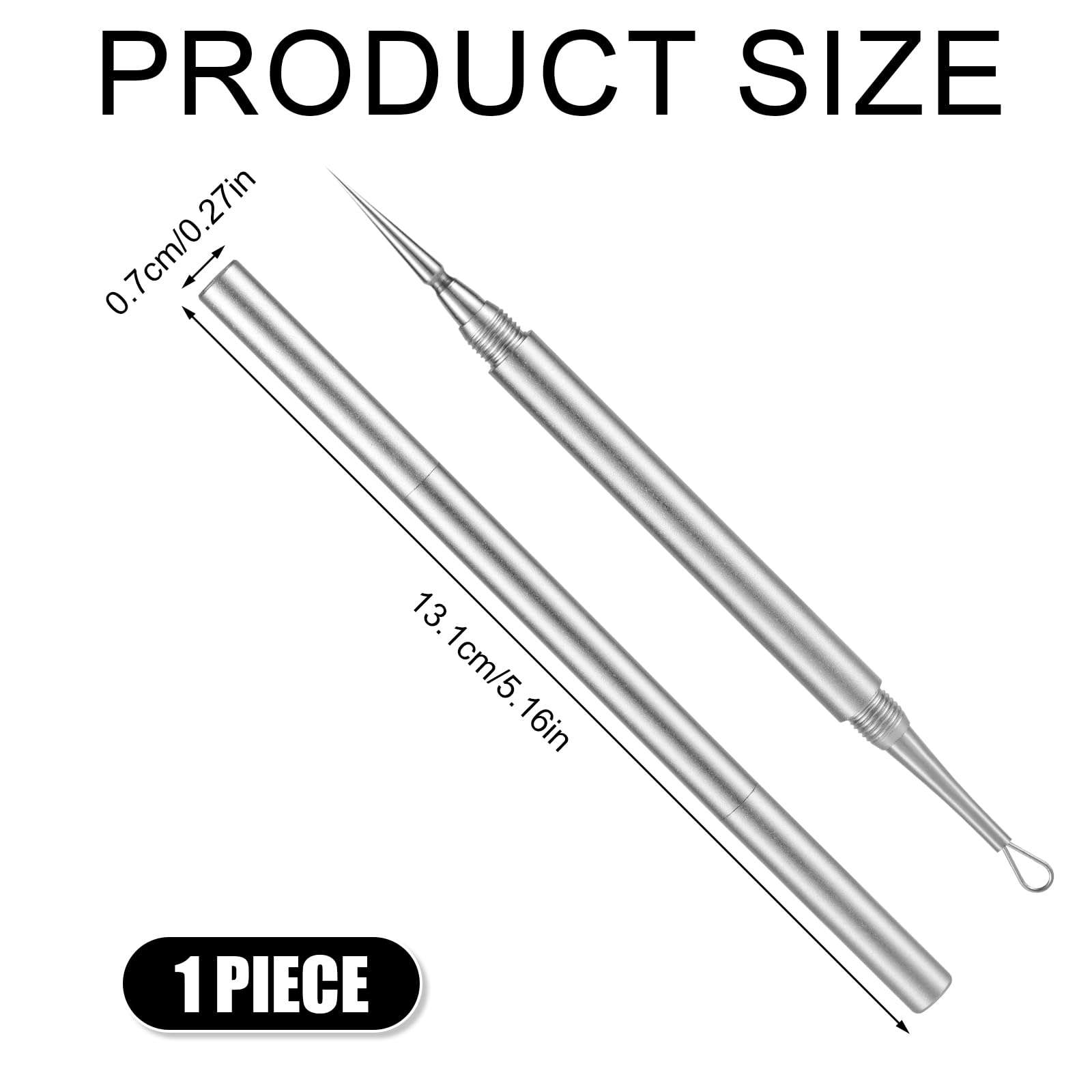 Blackhead Extractor, Metal 2 in 1 Acne Clean Needle Professional Pimple Popper Needle Whitehead Popping Extractor Double-Ended Black Head Remover Comedone Tool for Nose & Face(Silver) 3