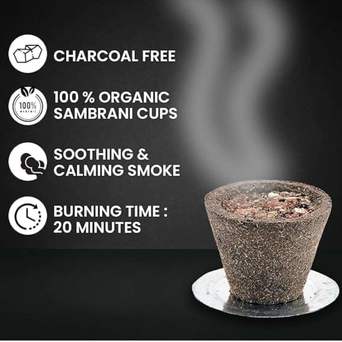 VRINDAVAN Havan Cups for Pooja, Home & Festivals | Natural Guggal/Loban Dhoop Original | Dhoop Cones | Pack of 1,2,4,8 (12 Cups/Pack + 1 Burner Plate/Pack) (4) 4