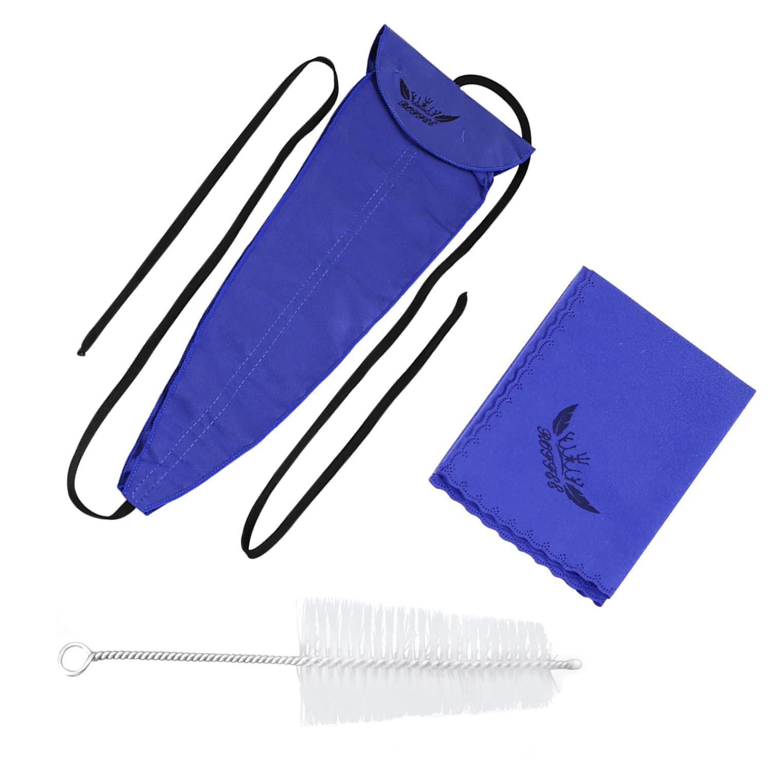 ROFFEE Saxophone Cleaning Cloth, Durable Saxophone Cleaning Tool for Tube Inside, 1 Cleaning Cloth Swab, 1 Mouthpiece Brush (Blue) 1