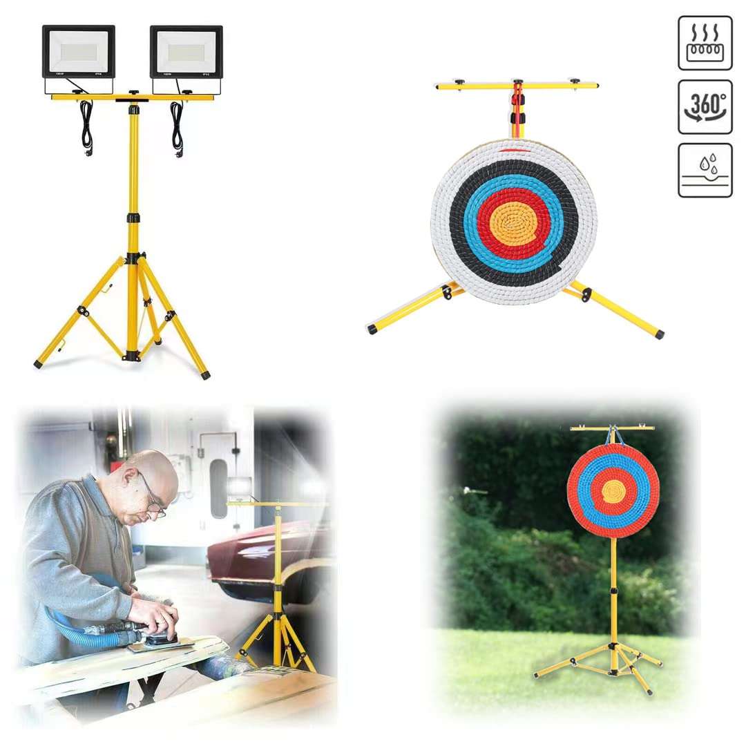 Archery Target Stand for Backyard Targets Shooting ​Adjustable Foldable Adjustable Hanging Traditional EVA Straw Targets Stand Multi-Application Brackets (Yellow Archery Stand) 5