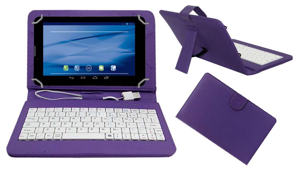 Acm USB Keyboard Case Compatible with Datawind Ubislate 3g7z Tablet Cover Stand Study Gaming Direct Plug & Play - Purple 1
