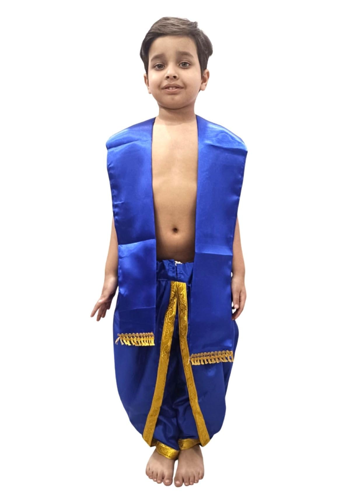 BookMyCostume Blue Dhoti with Patka Indian Folk Cultural Role Play Dress | Indian Traditional Costume for Boys 8-10 Years 1