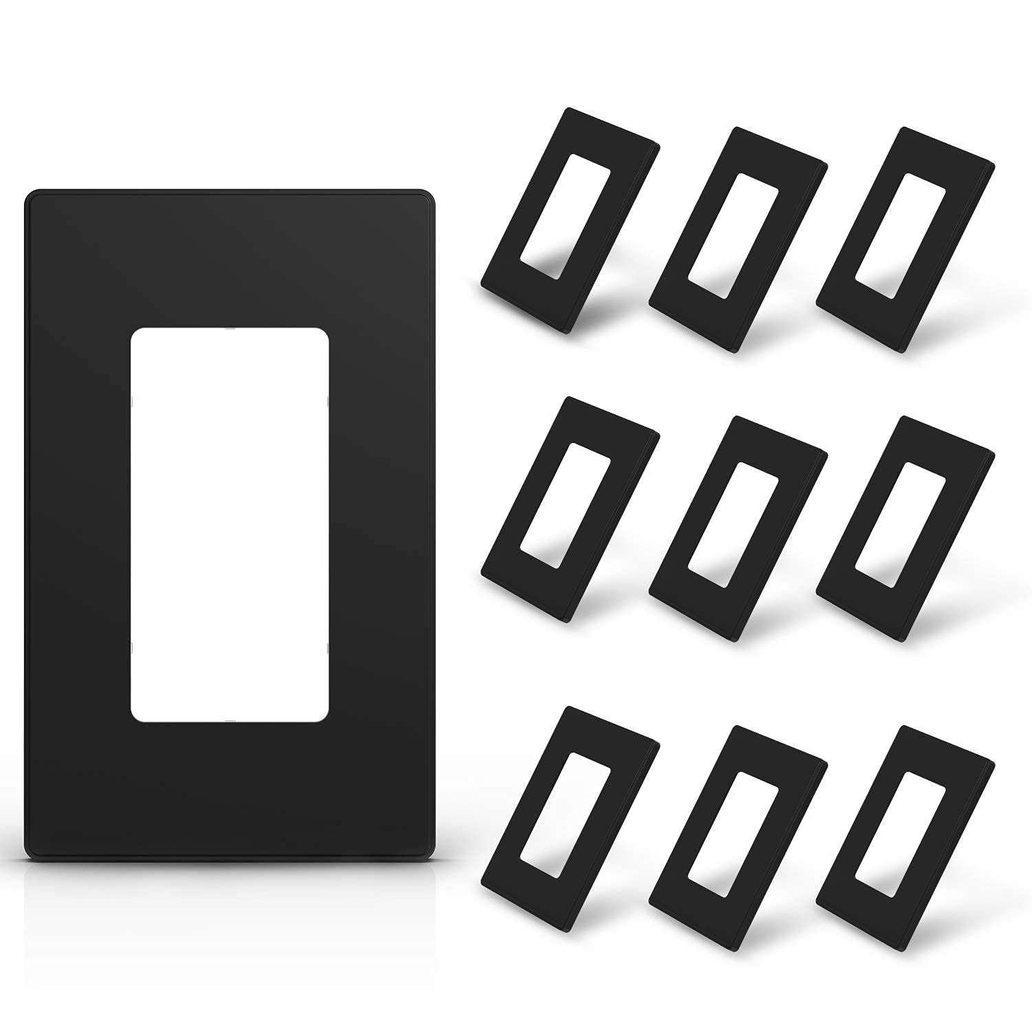 1-Gang Screwless Wall Plates and 15 Amp Outlet (10 Pack, Black) 3