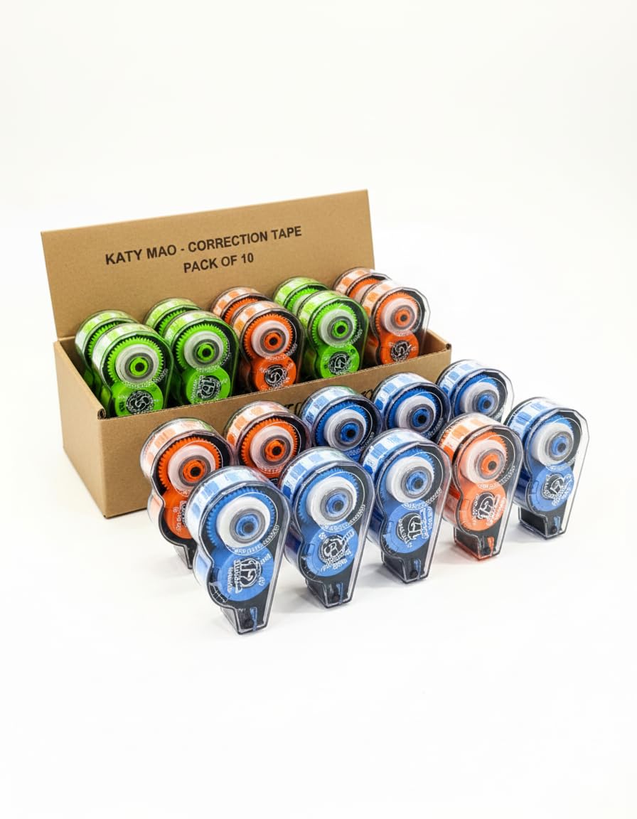 Correction Tape Roller Set,Wide, Super Volume, Blue Green Orange White (10)