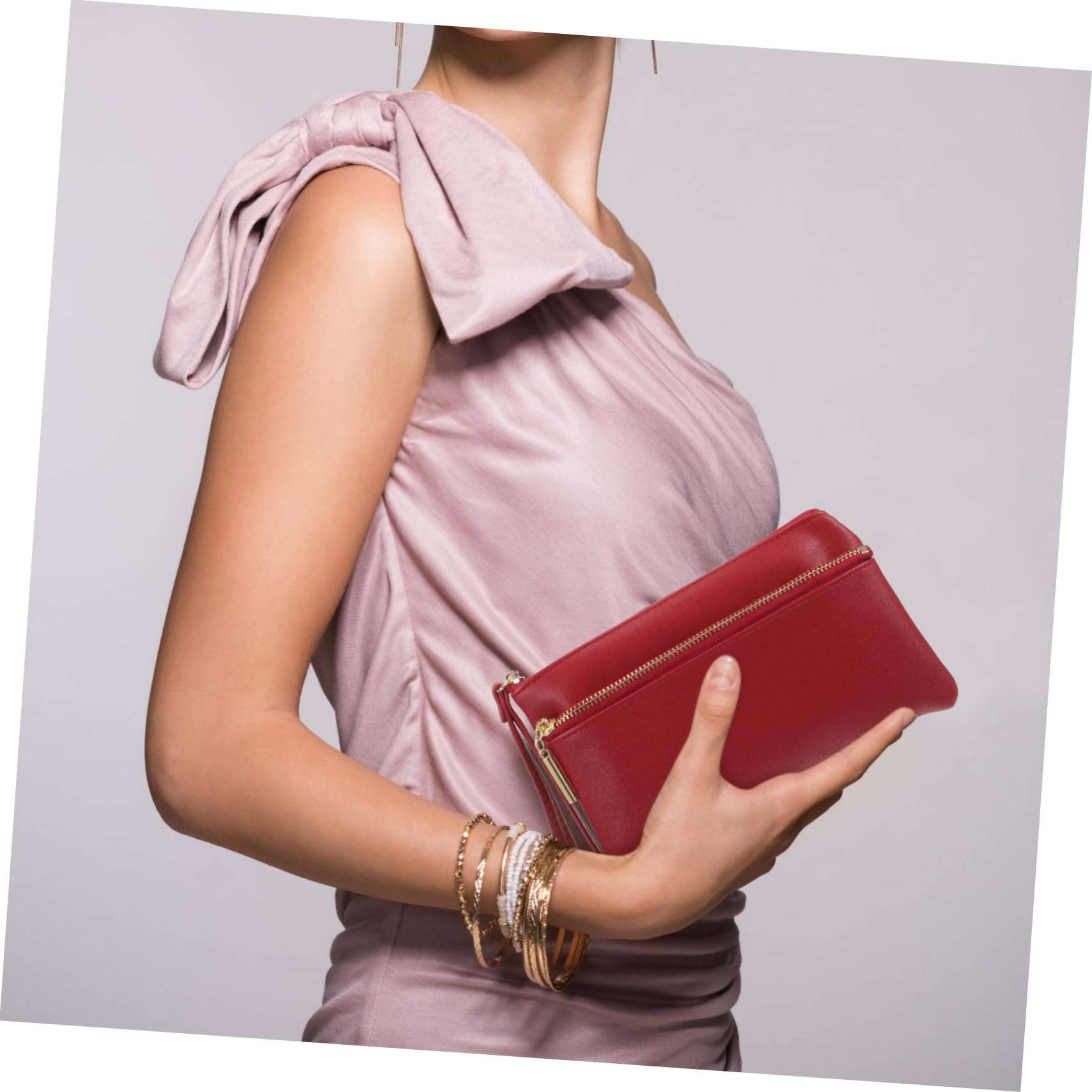 FOMIYES Woman Long Wallet with Zipper Closure Practical Storage Handbag for Ladies Red Color Multiple Card Slots Stylish Design for Everyday Use 6