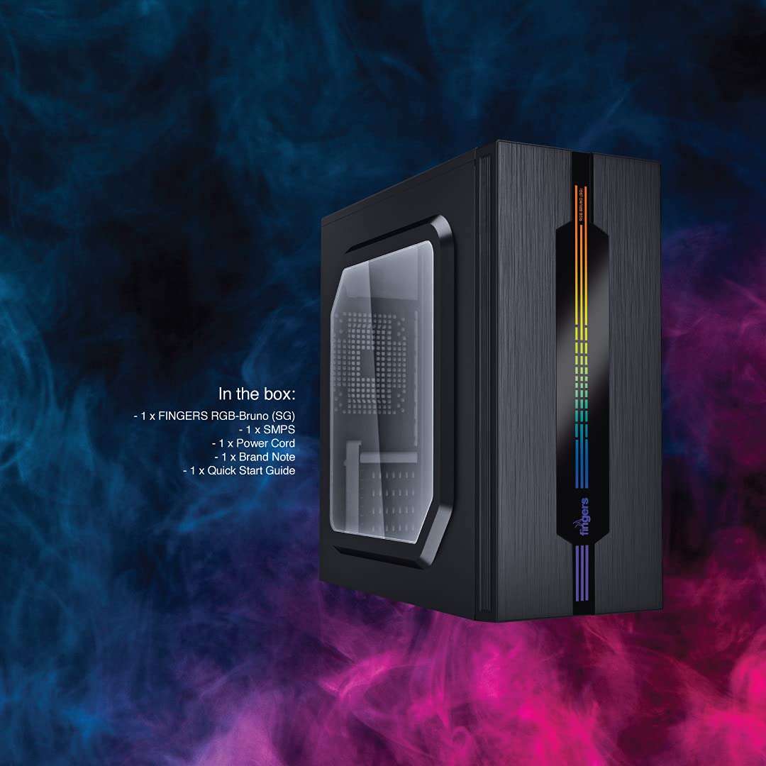 Fingers RGB-Bruno (SG) Computer Case (with Side Transparent Glass | Full ATX PC Cabinet with ARGB LEDs) 5