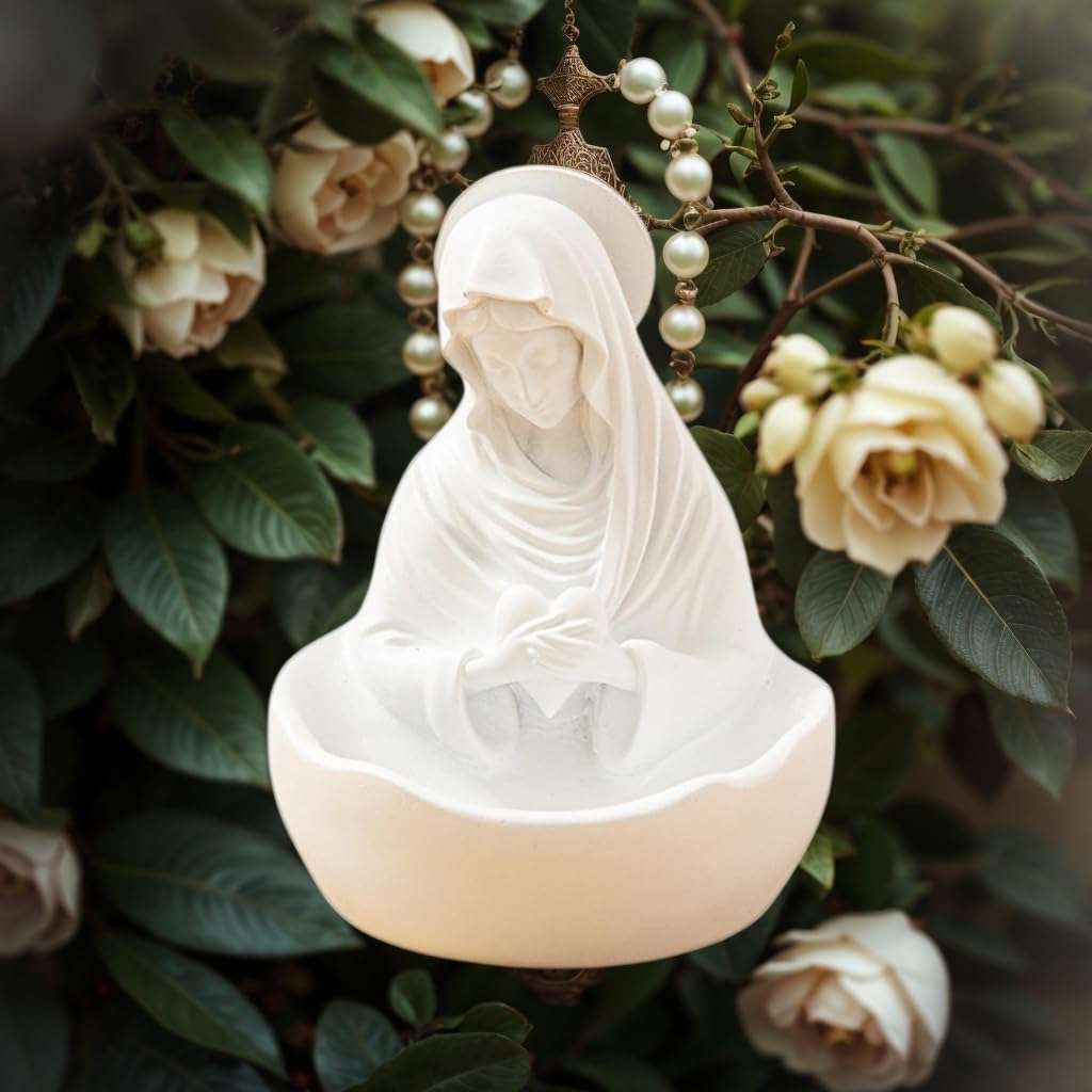 Liisaho Our Lady of Grace Statue Virgin Mary Keepsake Rosary Holder,Catholic Gifts for Women Religious Home Decor,5" Blessed Mother Statues, Resin Relic（1pcs） 5