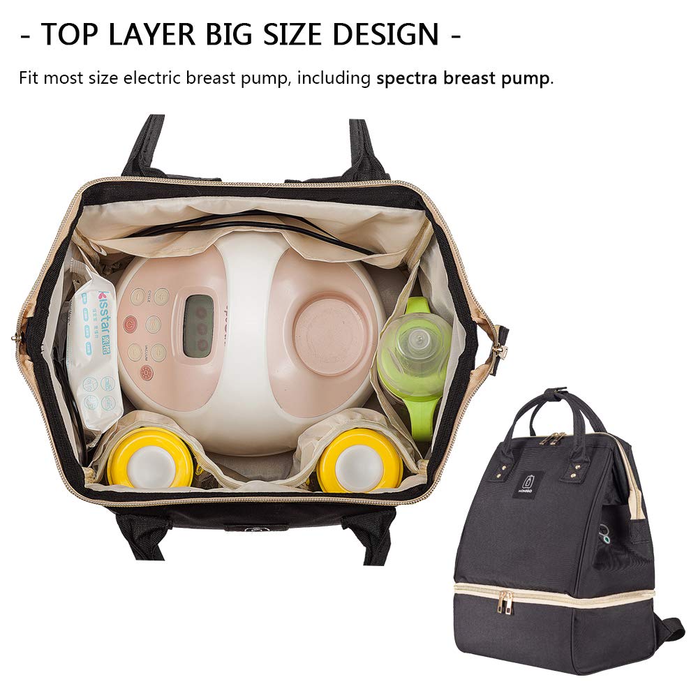 MOMIGO Diaper Breast Pump Backpack - Cooler and Moistureproof Bag （Black & 2 pcs/set Wet Dry Bags for Baby Cloth Diapers (Animal) 4