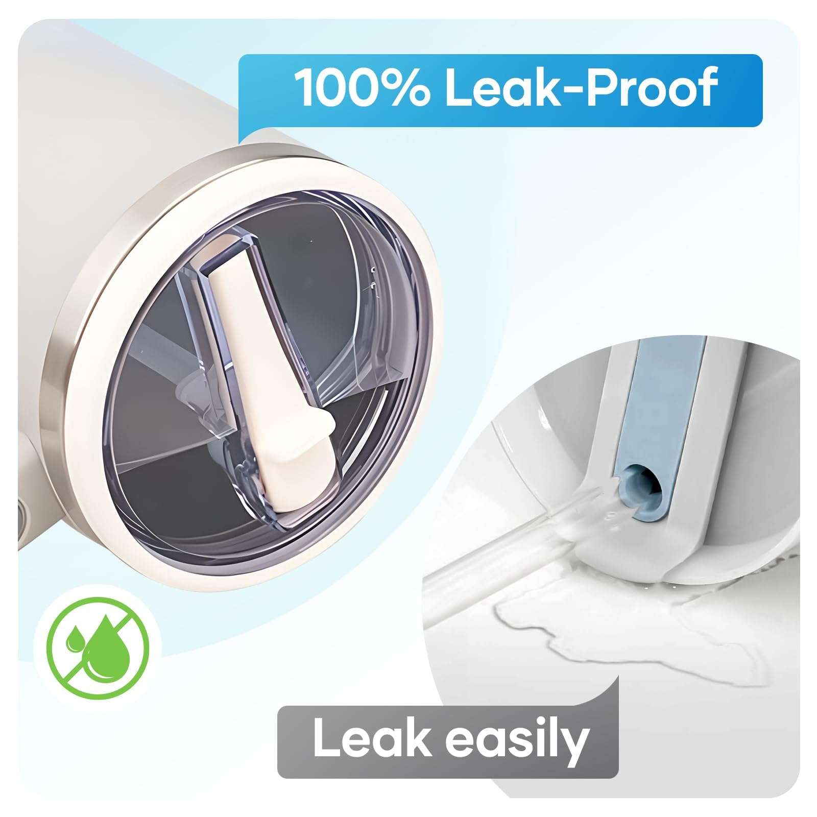 2PCS 40 Oz Tumbler Lid Replacement Fit for Stanley Cup, Flip Straw Lid, Spill Proof and Leak Resistant (Black) 3