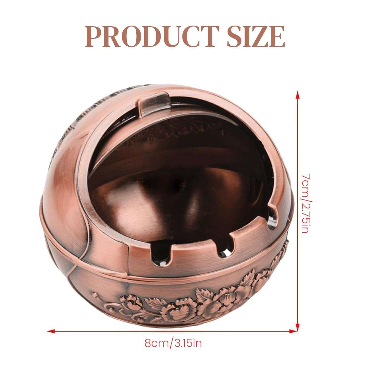 HASTHIP® Peacock Ashtray Retro Zinc Alloy Ashtray with Closing Lid Decorative Embossing Peacock Ashtry with 3 Cigarette Holder Grooves Home Gift Car Ashtry, 10x10x9cm 3