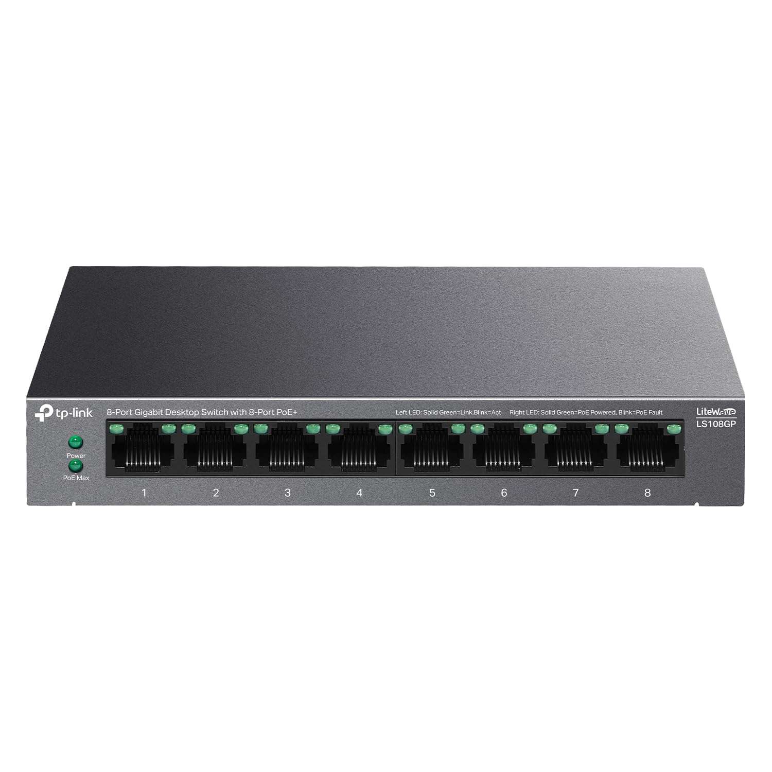 TP-Link LS108GP | 8 Port PoE Gigabit Ethernet Switch | 8 PoE+ Port @ 62W | Plug & Play | Extend Mode | PoE Auto Recovery | Desktop/Wall Mount | Silent Operation 1
