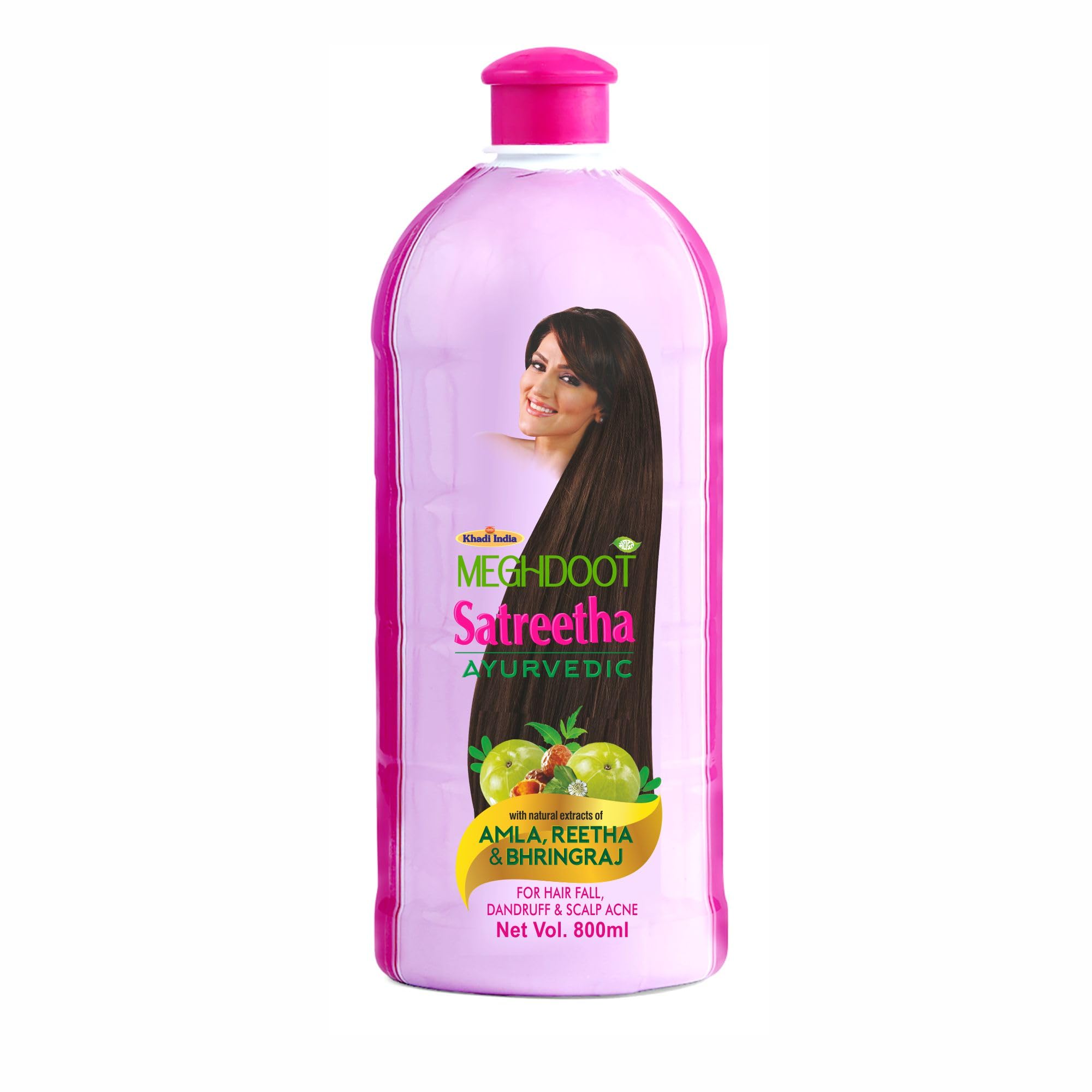 Meghdoot Ayurvedic Satreetha Shampoo Enriched With Natural Extracts of Amla, Reetha & Bhringraj For Hair Fall Control & Scalp Acne, Healthy & Strong Hair, Men & Women 800ml (Pack of 1)