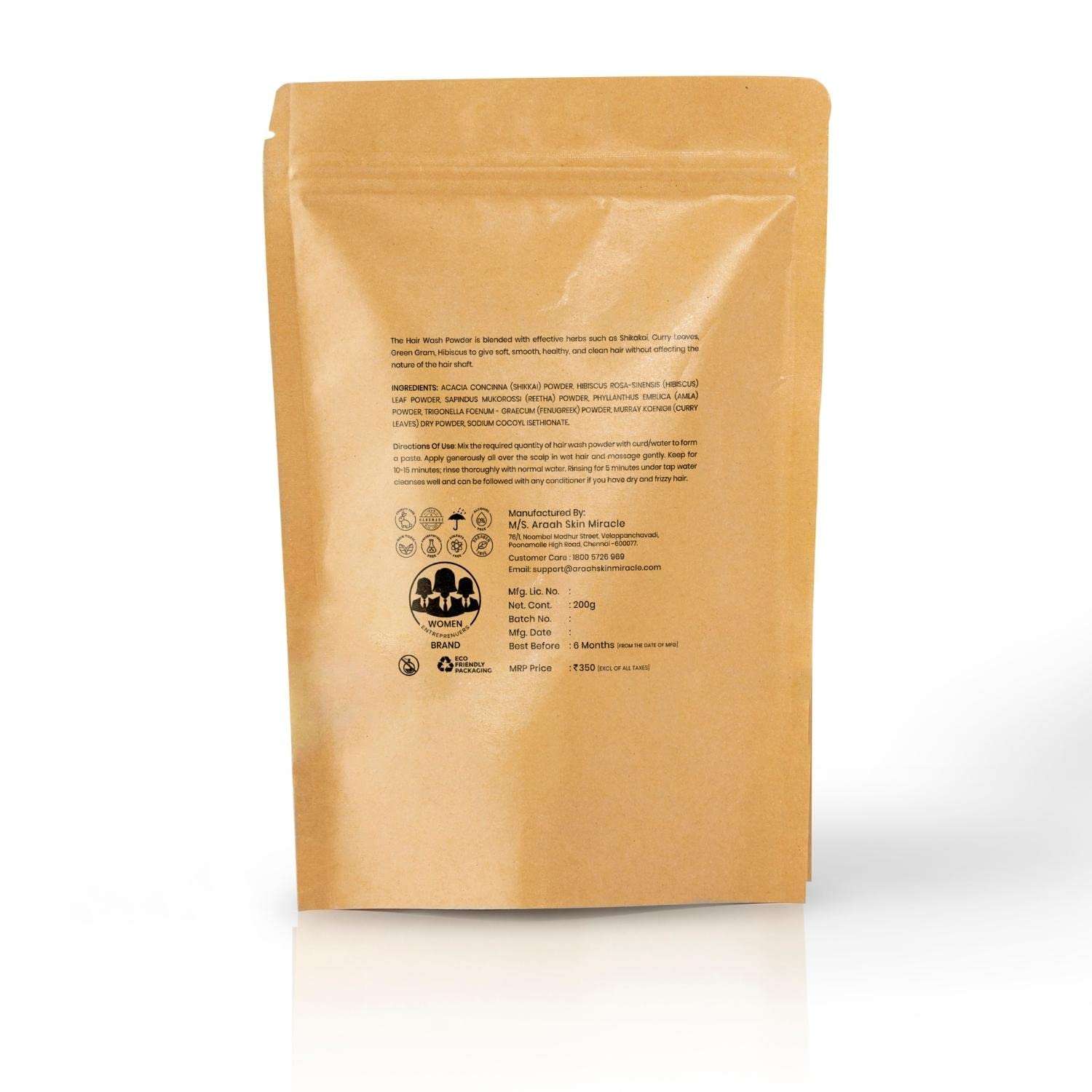 Araah - Herbal Hair Wash Powder Enriched With Natural Ingredients like Shikakai, Curry leaves and Hibiscus For Hair Growth, Healthy & Shining Hair - 200g 3