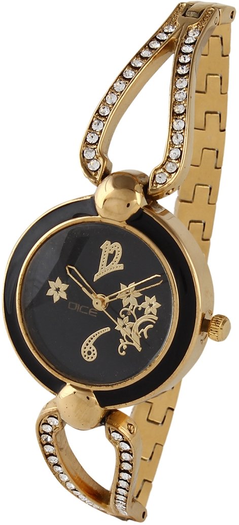 Dice"Venus-7101" Wrist Watch for Women. Fitted with Gold Plated, Jewel Stone, Black dial Watch 4