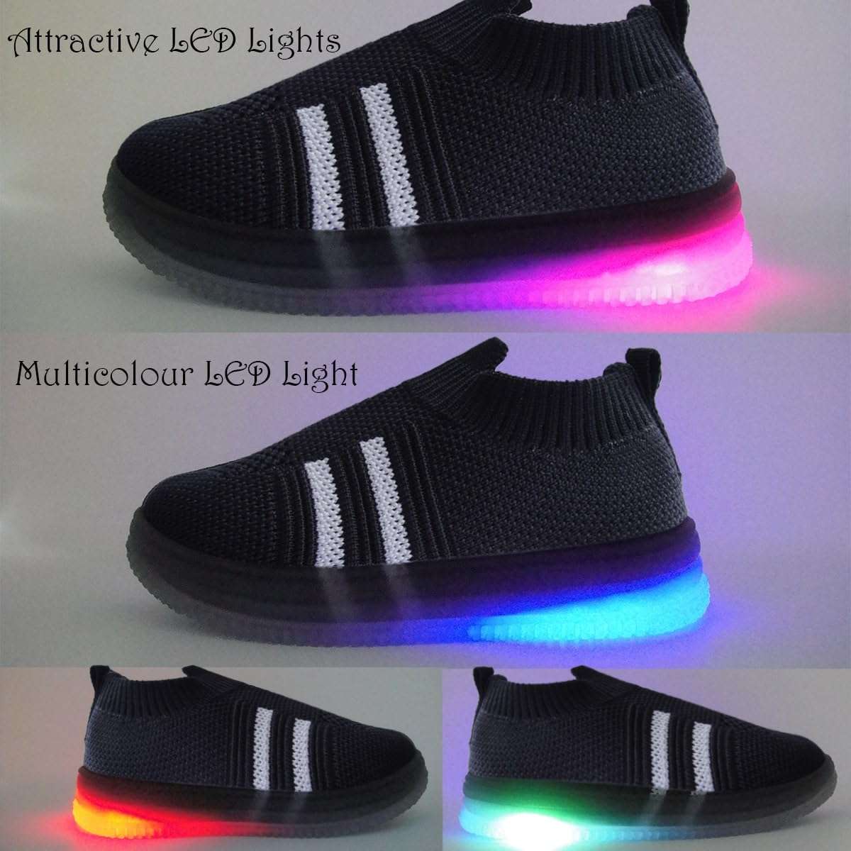 Kids Light Up Pull On Shoes Toddler Girls Boys Breathable Led Flashing Sneakers Running Shoes/Slip-on For Boys&Girls |Fashionable and Fun for Boys and Girls | Available in Toddler and Little Kid Size 4