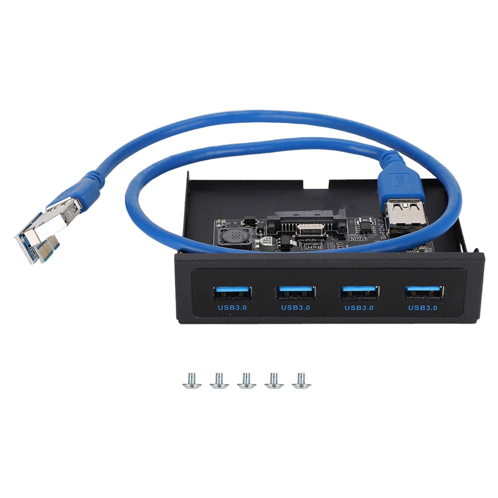 Tomantery 4-Port Front Panel, Not Easy to Damage USB3.0 HUB Expansion Card Adapter Easy to Use PCIE to USB3.0 Card for Chip for Mainboard 5